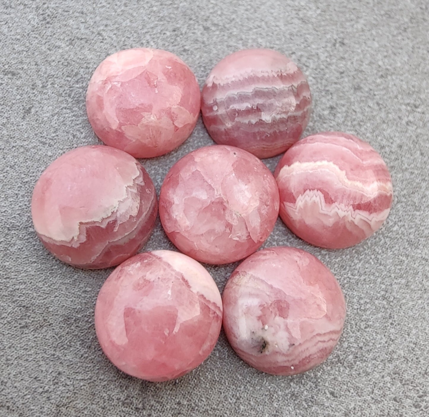 AAA+ QUALITY NATURAL RHODOCHROSITE ROUND SHAPE CABOCHON FLAT BACK CALIBRATED GEMSTONES, ALL SIZES AVAILABLE