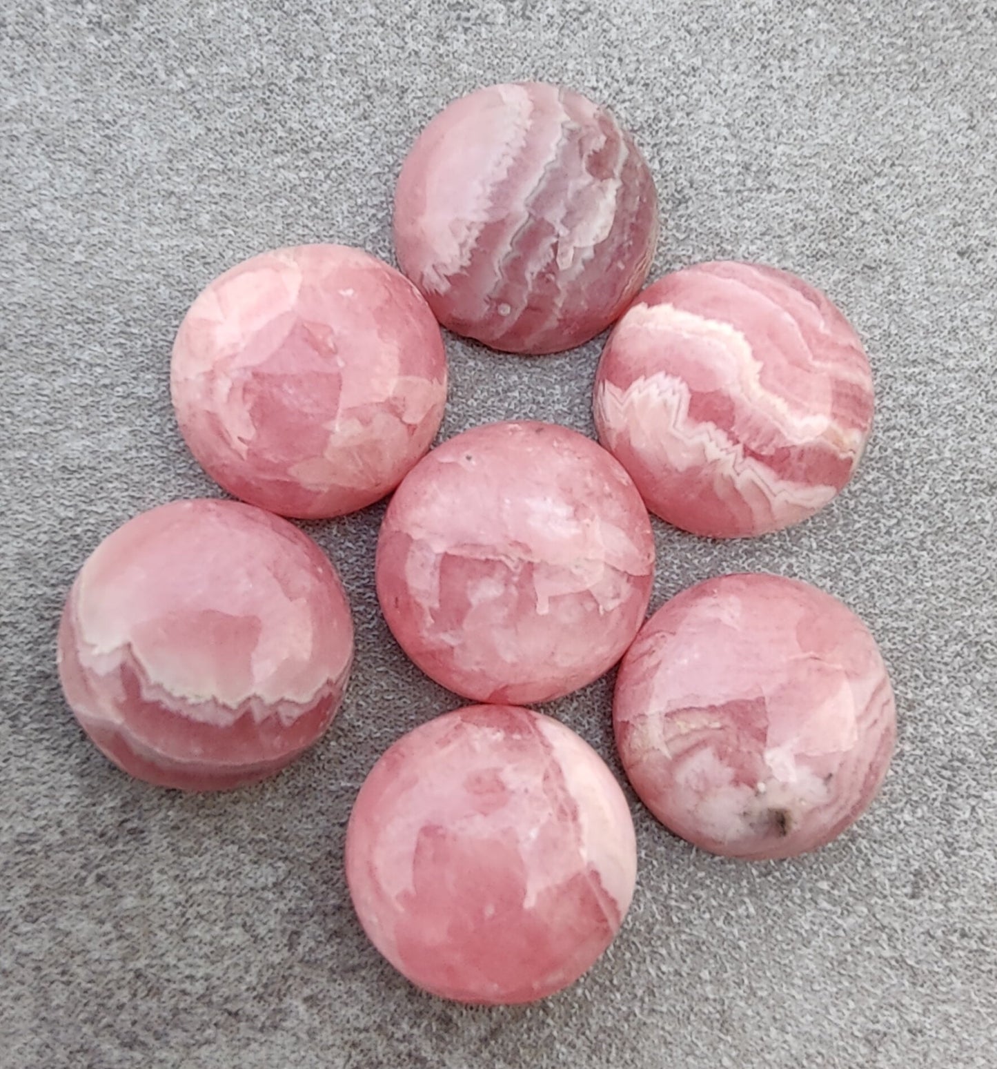 AAA+ QUALITY NATURAL RHODOCHROSITE ROUND SHAPE CABOCHON FLAT BACK CALIBRATED GEMSTONES, ALL SIZES AVAILABLE