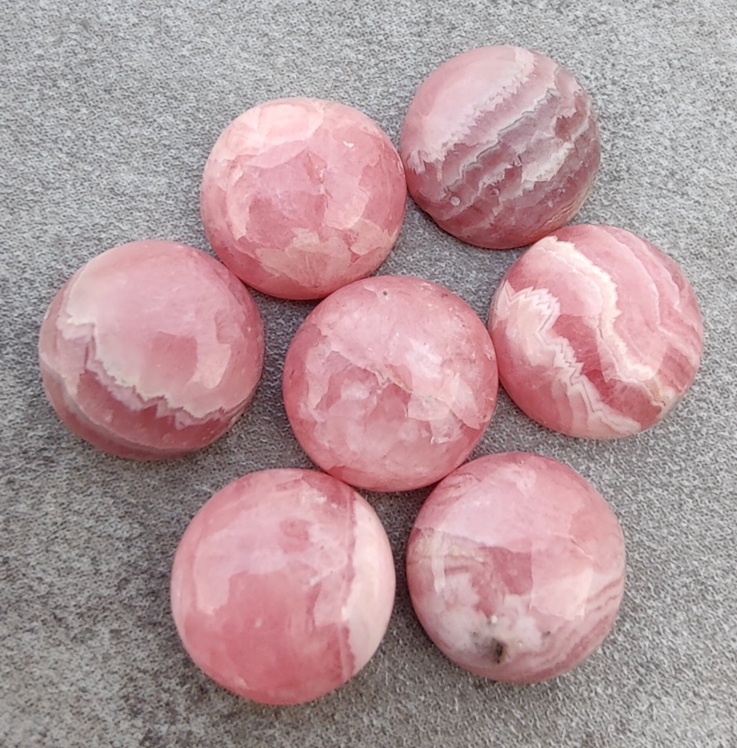 AAA+ QUALITY NATURAL RHODOCHROSITE ROUND SHAPE CABOCHON FLAT BACK CALIBRATED GEMSTONES, ALL SIZES AVAILABLE