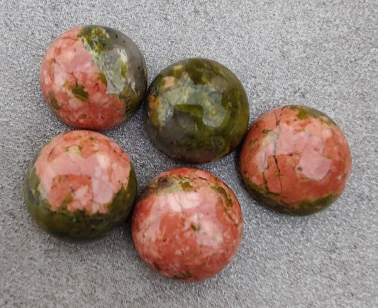 AAA+ QUALITY NATURAL UNAKITE ROUND SHAPE CABOCHON FLAT BACK CALIBRATED ROUND SHAPE GEMSTONES, ALL SIZES AVAILABLE