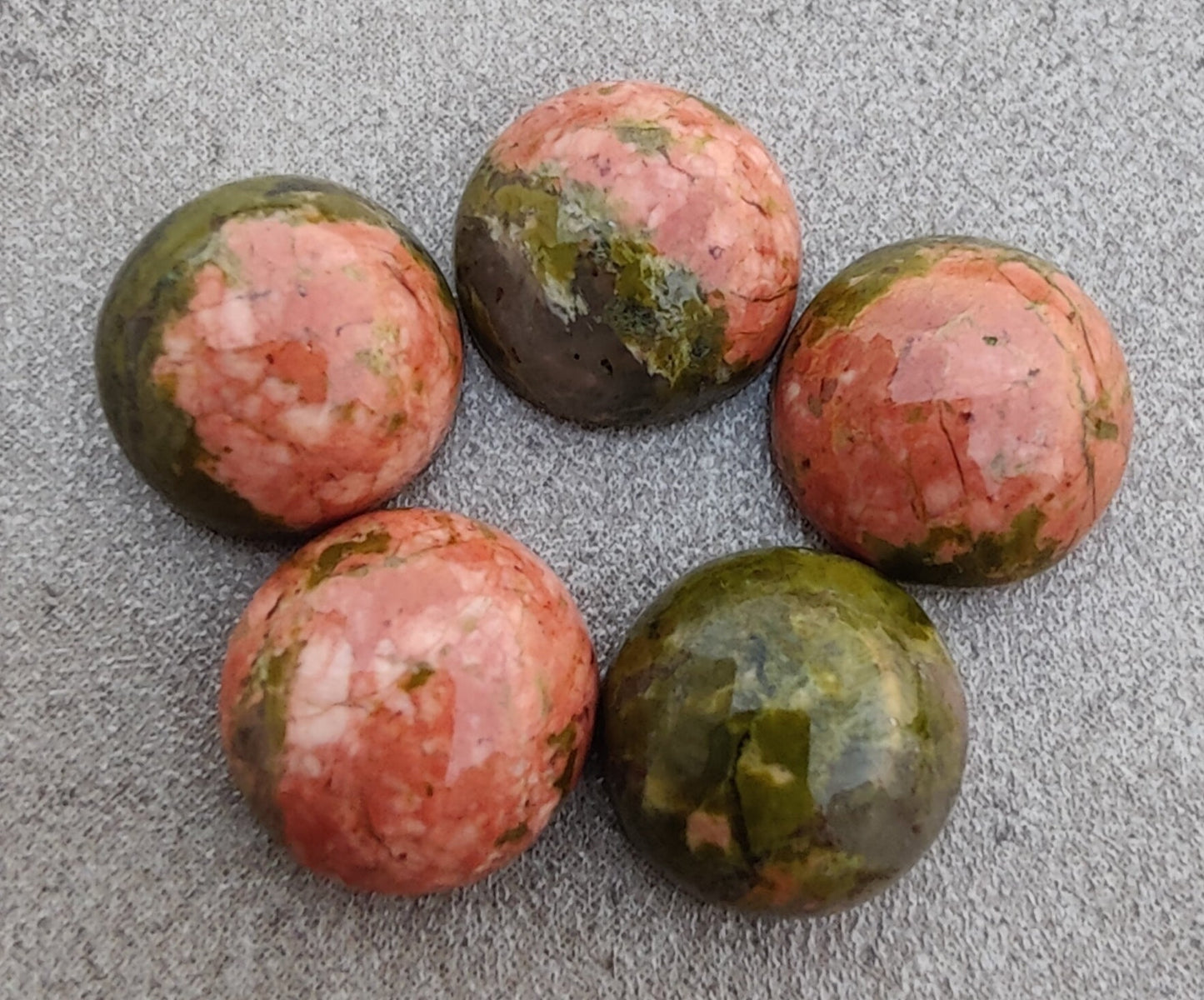 AAA+ QUALITY NATURAL UNAKITE ROUND SHAPE CABOCHON FLAT BACK CALIBRATED ROUND SHAPE GEMSTONES, ALL SIZES AVAILABLE