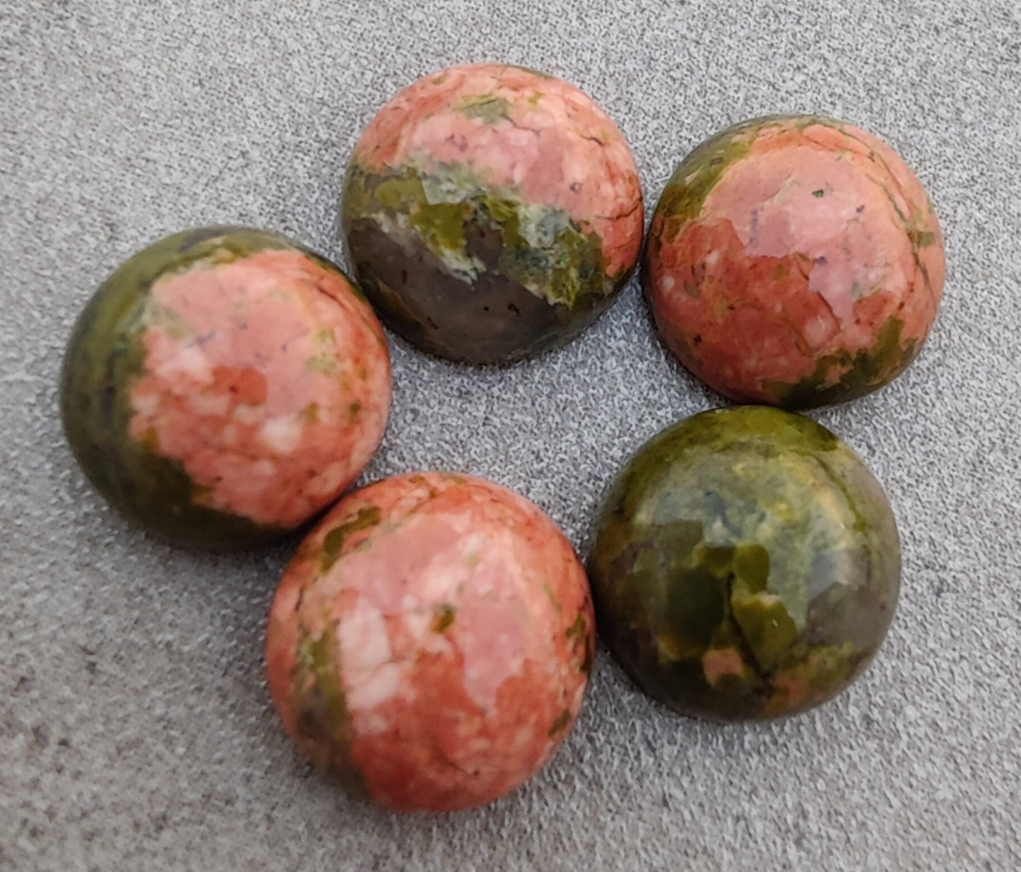 AAA+ QUALITY NATURAL UNAKITE ROUND SHAPE CABOCHON FLAT BACK CALIBRATED ROUND SHAPE GEMSTONES, ALL SIZES AVAILABLE