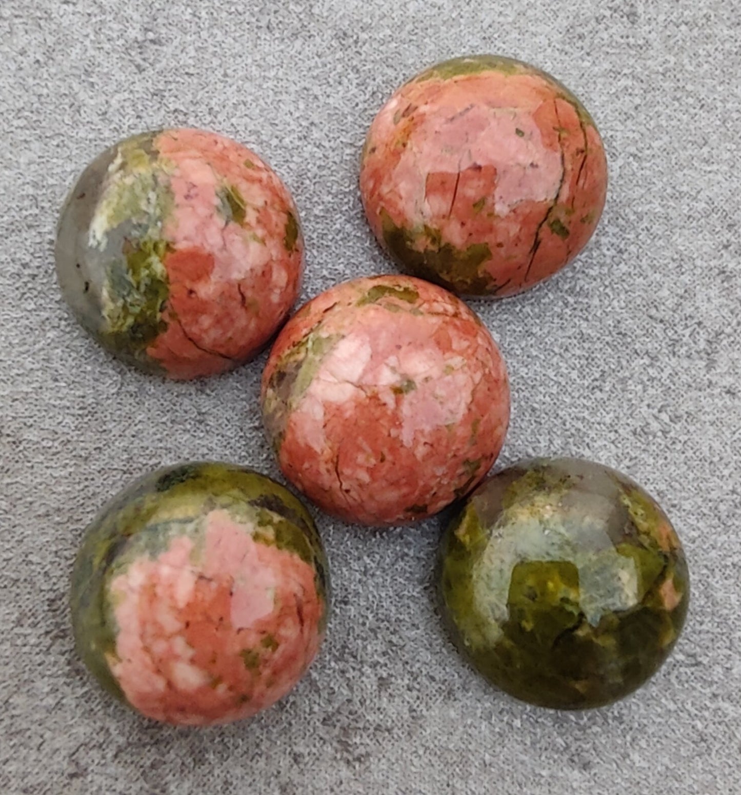 AAA+ QUALITY NATURAL UNAKITE ROUND SHAPE CABOCHON FLAT BACK CALIBRATED ROUND SHAPE GEMSTONES, ALL SIZES AVAILABLE