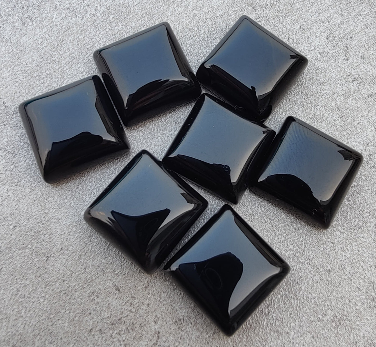 AAA+ QUALITY NATURAL BLACK ONYX SQUARE SHAPE FLAT BACK CABOCHON CALIBRATED GEMSTONES, ALL SIZES AVAILABLE