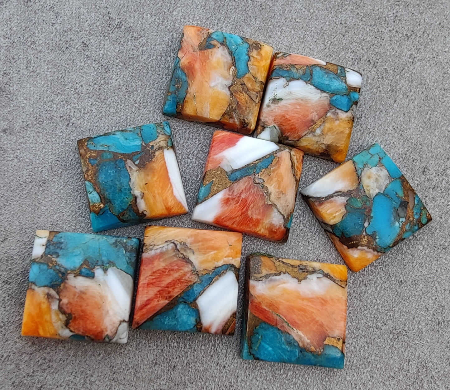 AAA+ QUALITY NATURAL SPINY OYSTER TURQUOISE SQUARE SHAPE FLAT BACK CABOCHON CALIBRATED GEMSTONES, ALL SIZES AVAILABLE