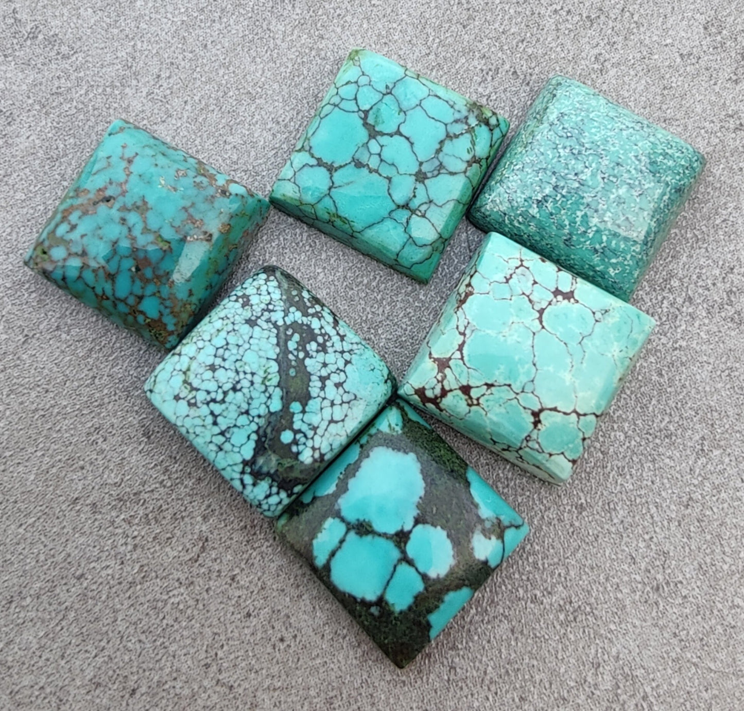 AAA+ QUALITY NATURAL TIBETAN TURQUOISE SQUARE SHAPE CABOCHON FLAT BACK CALIBRATED GEMSTONES, ALL SIZES AVAILABLE
