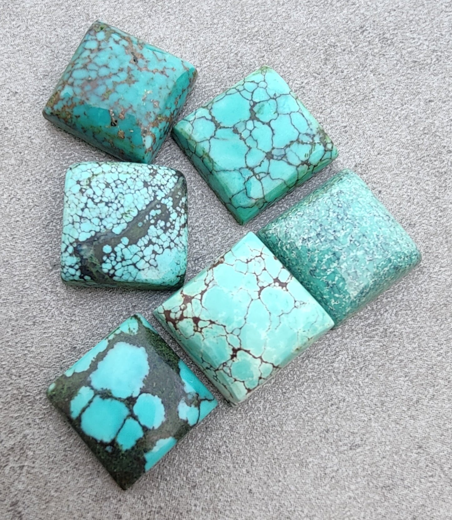 AAA+ QUALITY NATURAL TIBETAN TURQUOISE SQUARE SHAPE CABOCHON FLAT BACK CALIBRATED GEMSTONES, ALL SIZES AVAILABLE