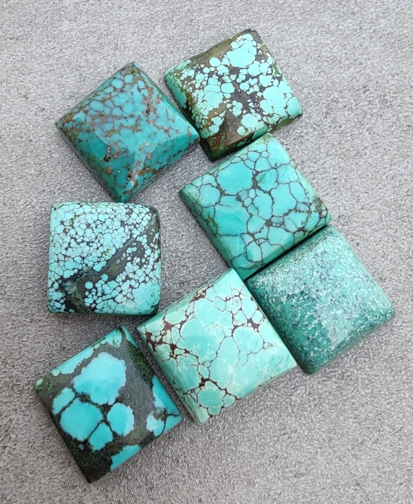 AAA+ QUALITY NATURAL TIBETAN TURQUOISE SQUARE SHAPE CABOCHON FLAT BACK CALIBRATED GEMSTONES, ALL SIZES AVAILABLE