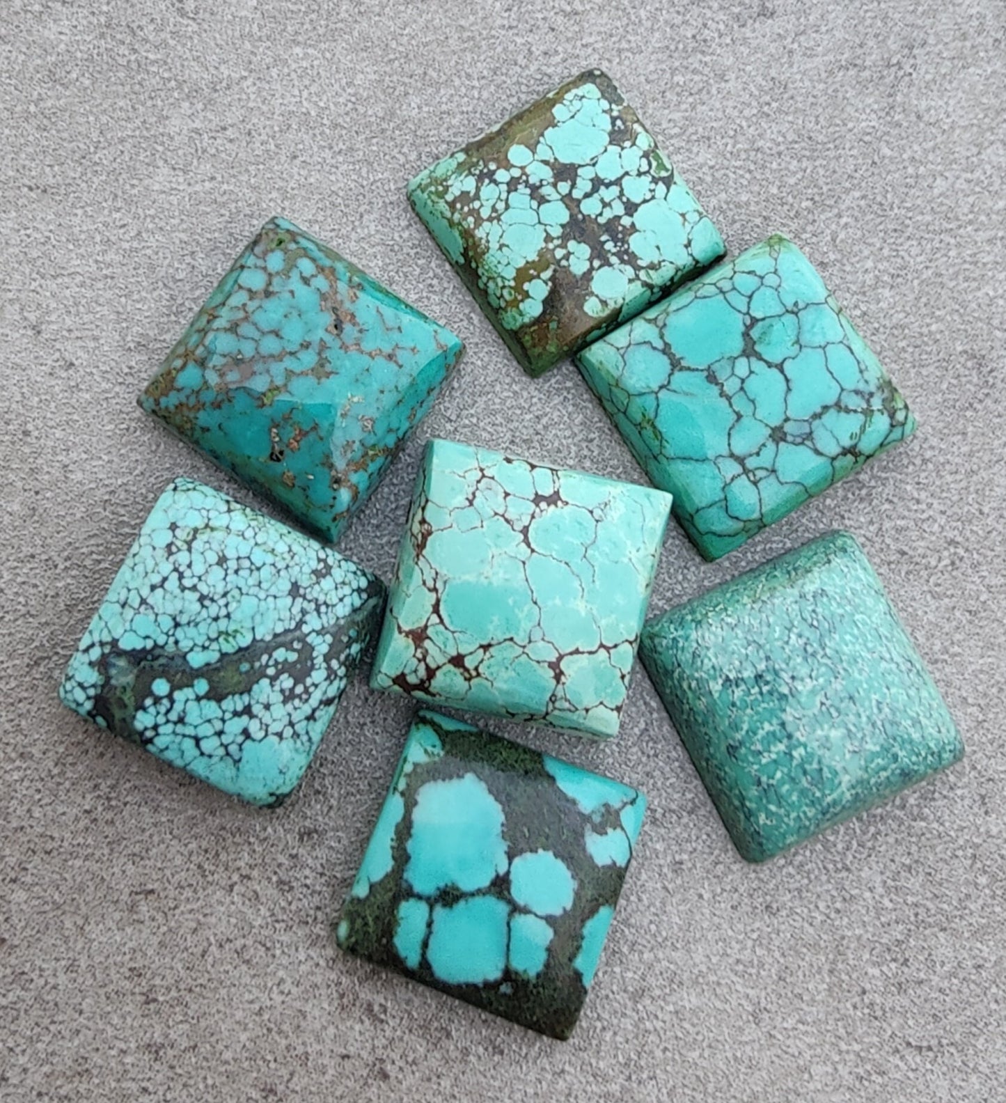 AAA+ QUALITY NATURAL TIBETAN TURQUOISE SQUARE SHAPE CABOCHON FLAT BACK CALIBRATED GEMSTONES, ALL SIZES AVAILABLE