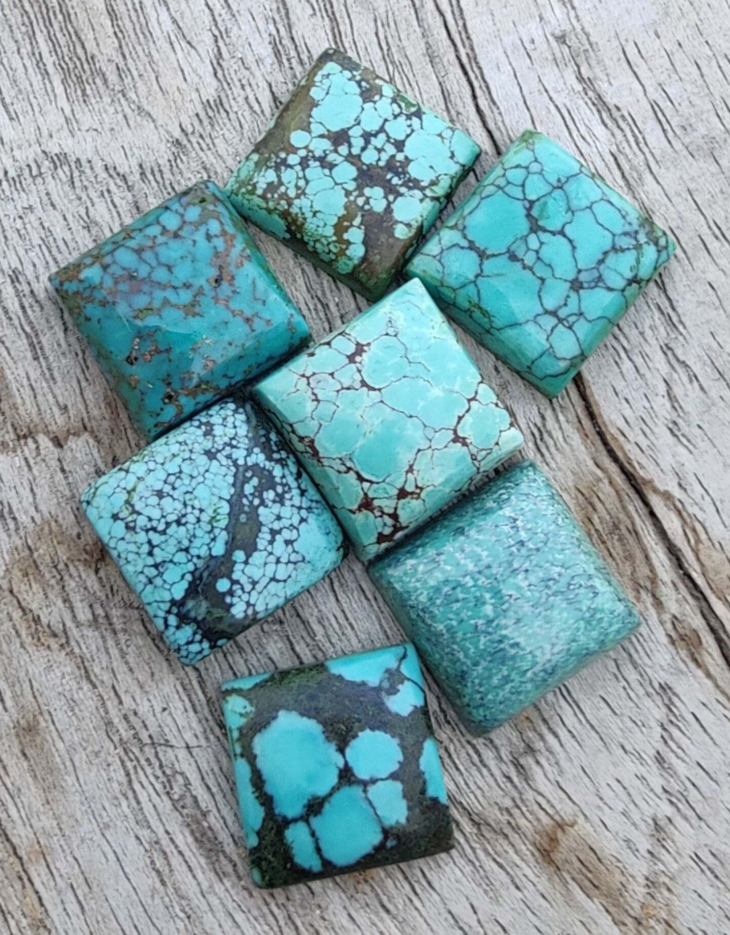 AAA+ QUALITY NATURAL TIBETAN TURQUOISE SQUARE SHAPE CABOCHON FLAT BACK CALIBRATED GEMSTONES, ALL SIZES AVAILABLE