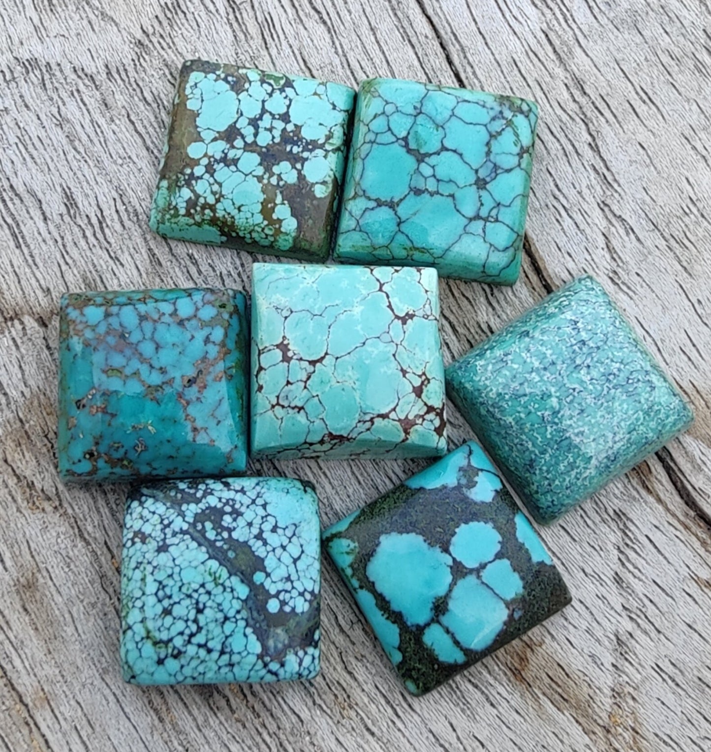 AAA+ QUALITY NATURAL TIBETAN TURQUOISE SQUARE SHAPE CABOCHON FLAT BACK CALIBRATED GEMSTONES, ALL SIZES AVAILABLE