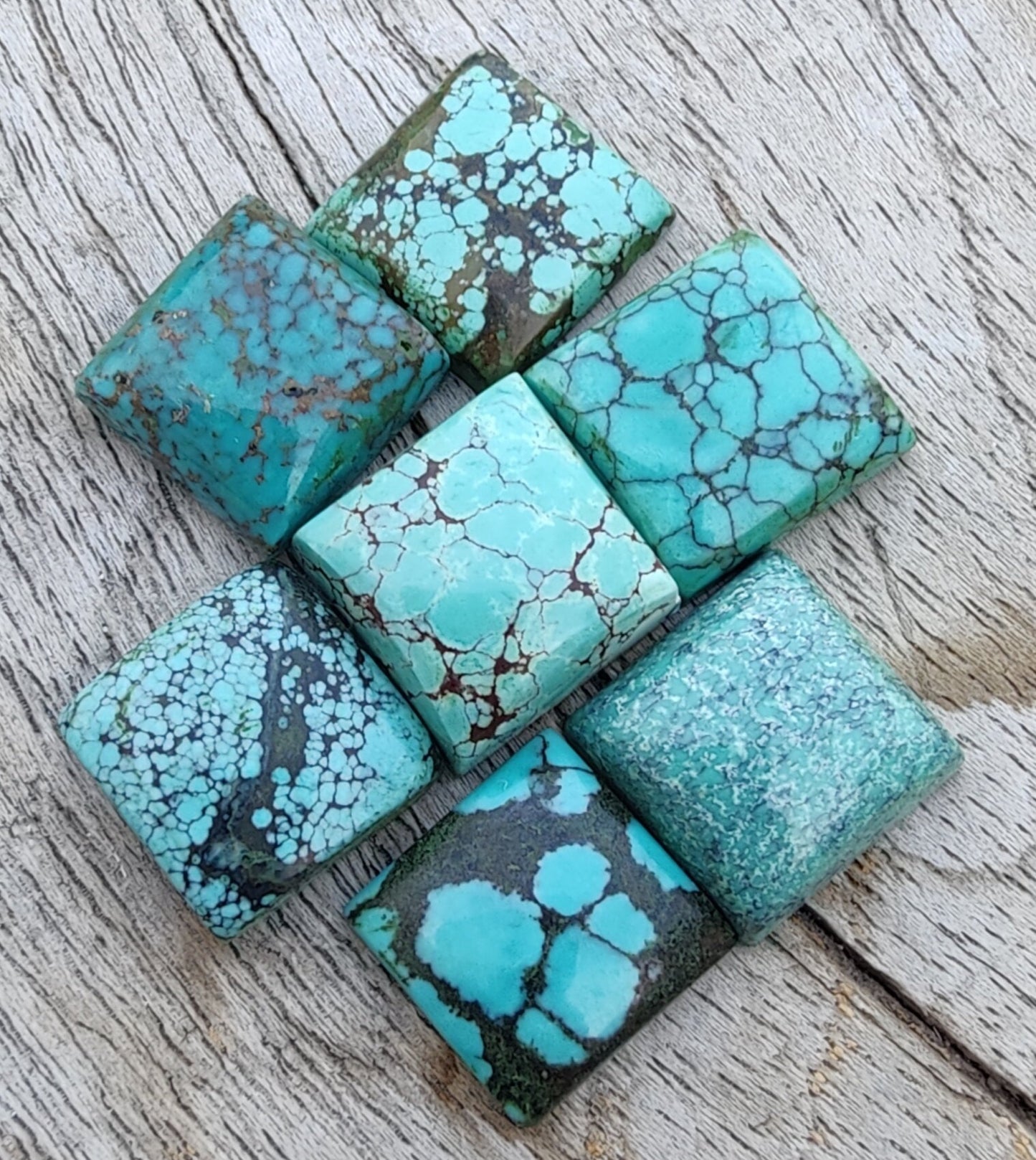 AAA+ QUALITY NATURAL TIBETAN TURQUOISE SQUARE SHAPE CABOCHON FLAT BACK CALIBRATED GEMSTONES, ALL SIZES AVAILABLE