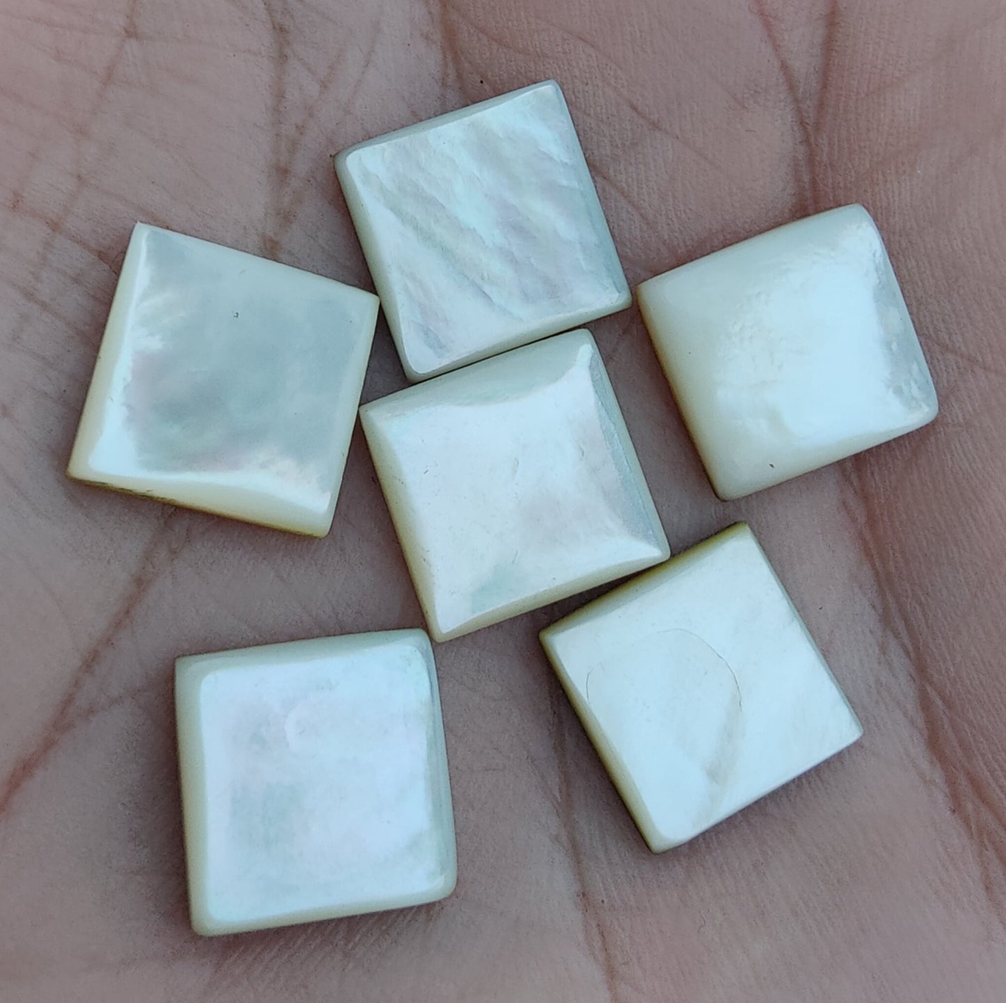 NATURAL MOTHER OF PEARL SQUARE SHAPE CABOCHON FLAT BACK TOP GRADE CALIBRATED GEMSTONES, ALL SIZES AVAILABLE