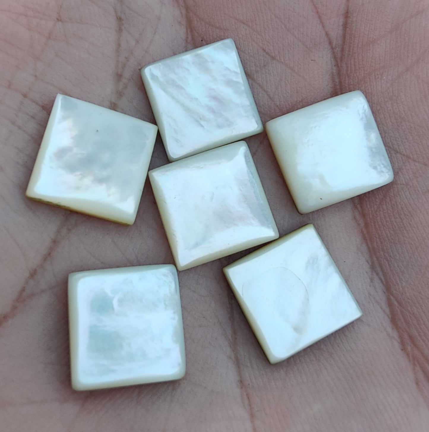 NATURAL MOTHER OF PEARL SQUARE SHAPE CABOCHON FLAT BACK TOP GRADE CALIBRATED GEMSTONES, ALL SIZES AVAILABLE