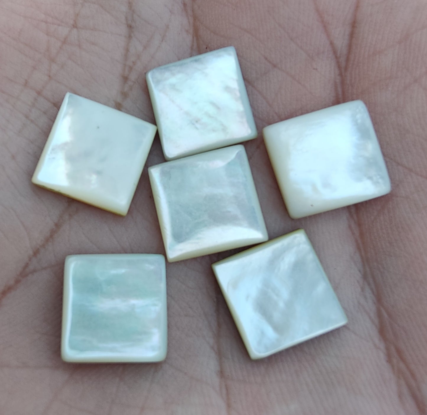 NATURAL MOTHER OF PEARL SQUARE SHAPE CABOCHON FLAT BACK TOP GRADE CALIBRATED GEMSTONES, ALL SIZES AVAILABLE