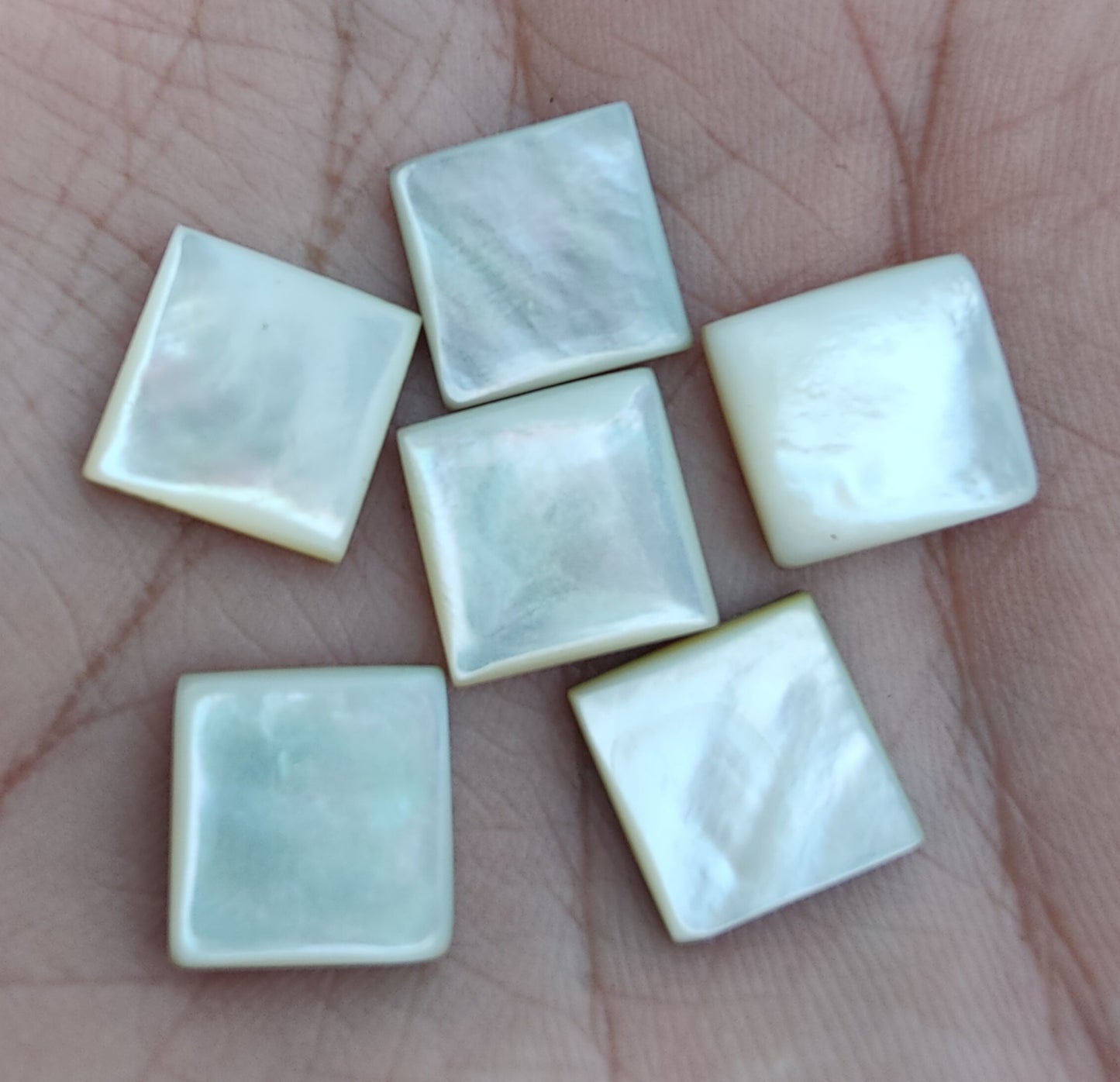NATURAL MOTHER OF PEARL SQUARE SHAPE CABOCHON FLAT BACK TOP GRADE CALIBRATED GEMSTONES, ALL SIZES AVAILABLE