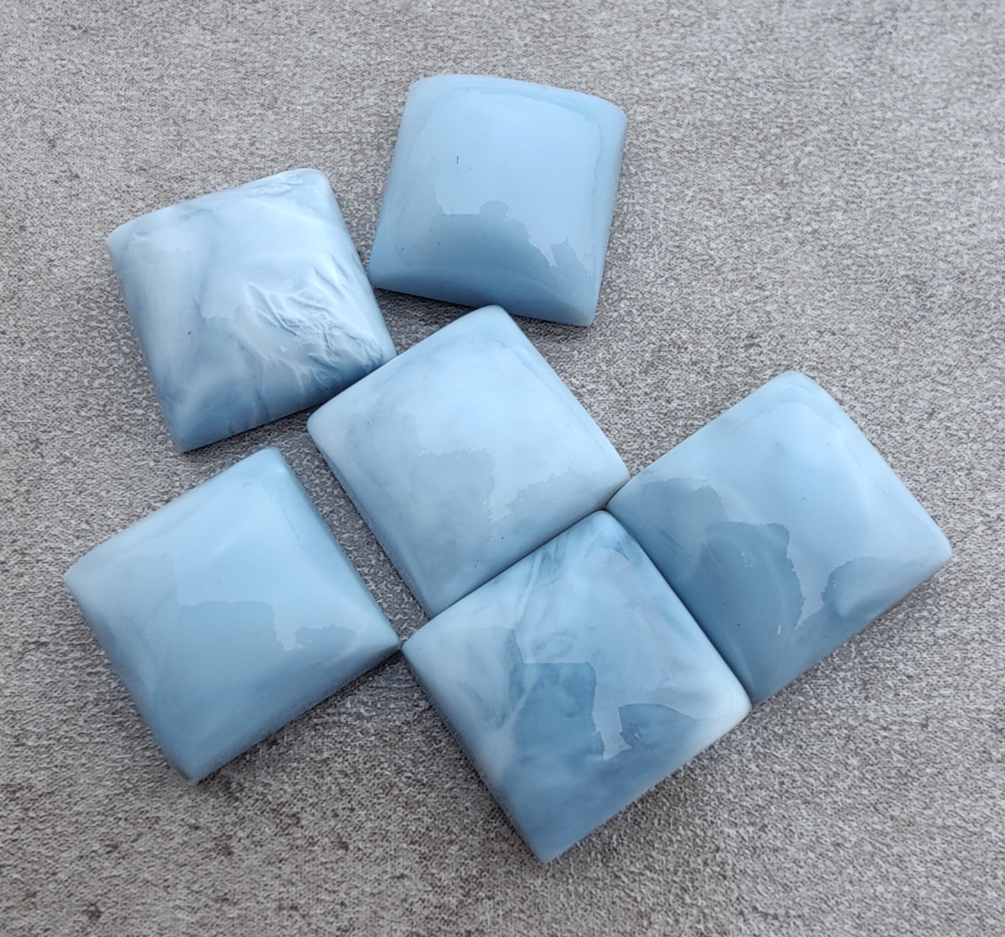 AAA+ QUALITY NATURAL BLUE PERUVIAN OPAL SQUARE SHAPE CABOCHON FLAT BACK CALIBRATED GEMSTONES, ALL SIZES AVAILABLE