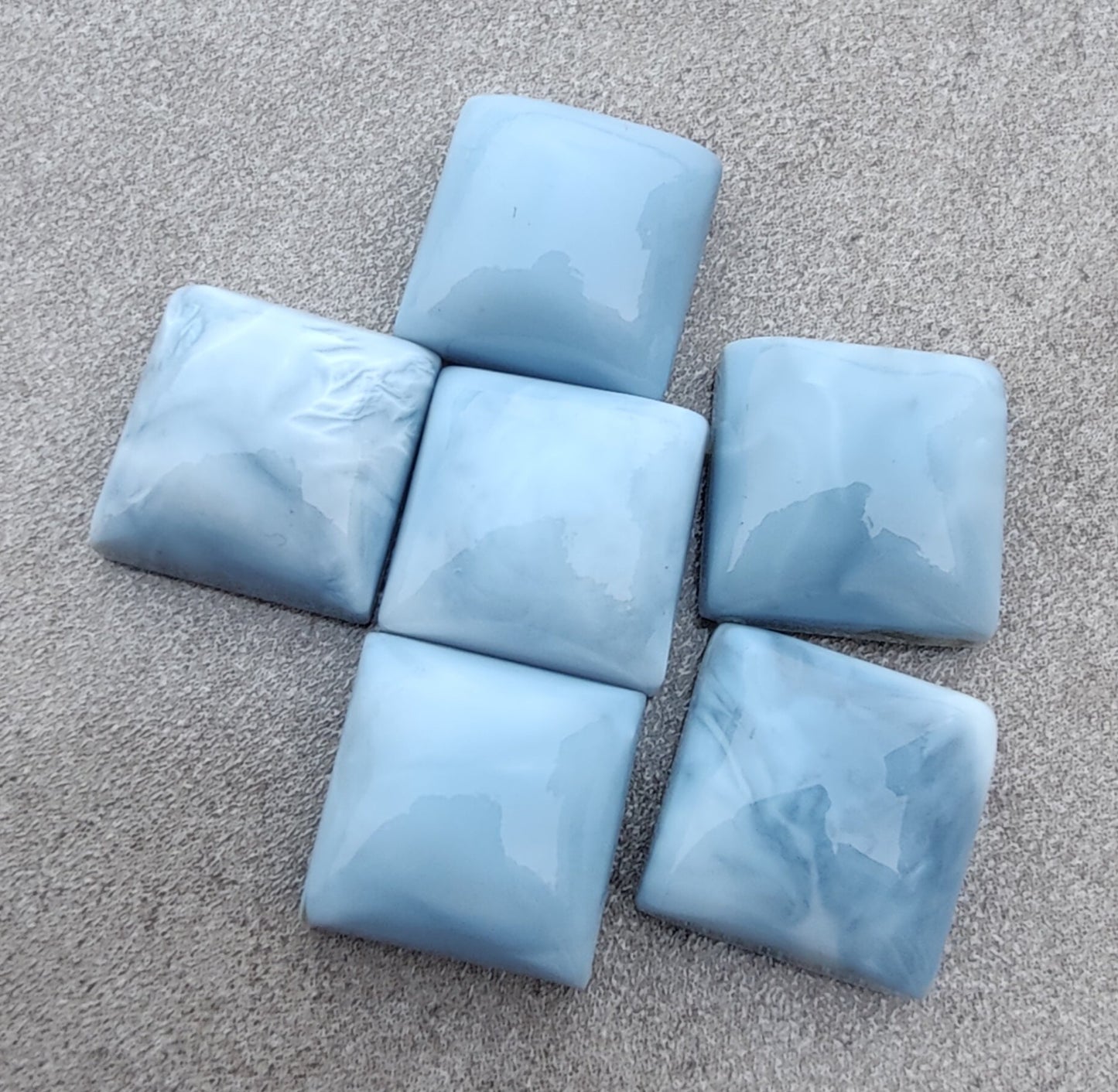 AAA+ QUALITY NATURAL BLUE PERUVIAN OPAL SQUARE SHAPE CABOCHON FLAT BACK CALIBRATED GEMSTONES, ALL SIZES AVAILABLE