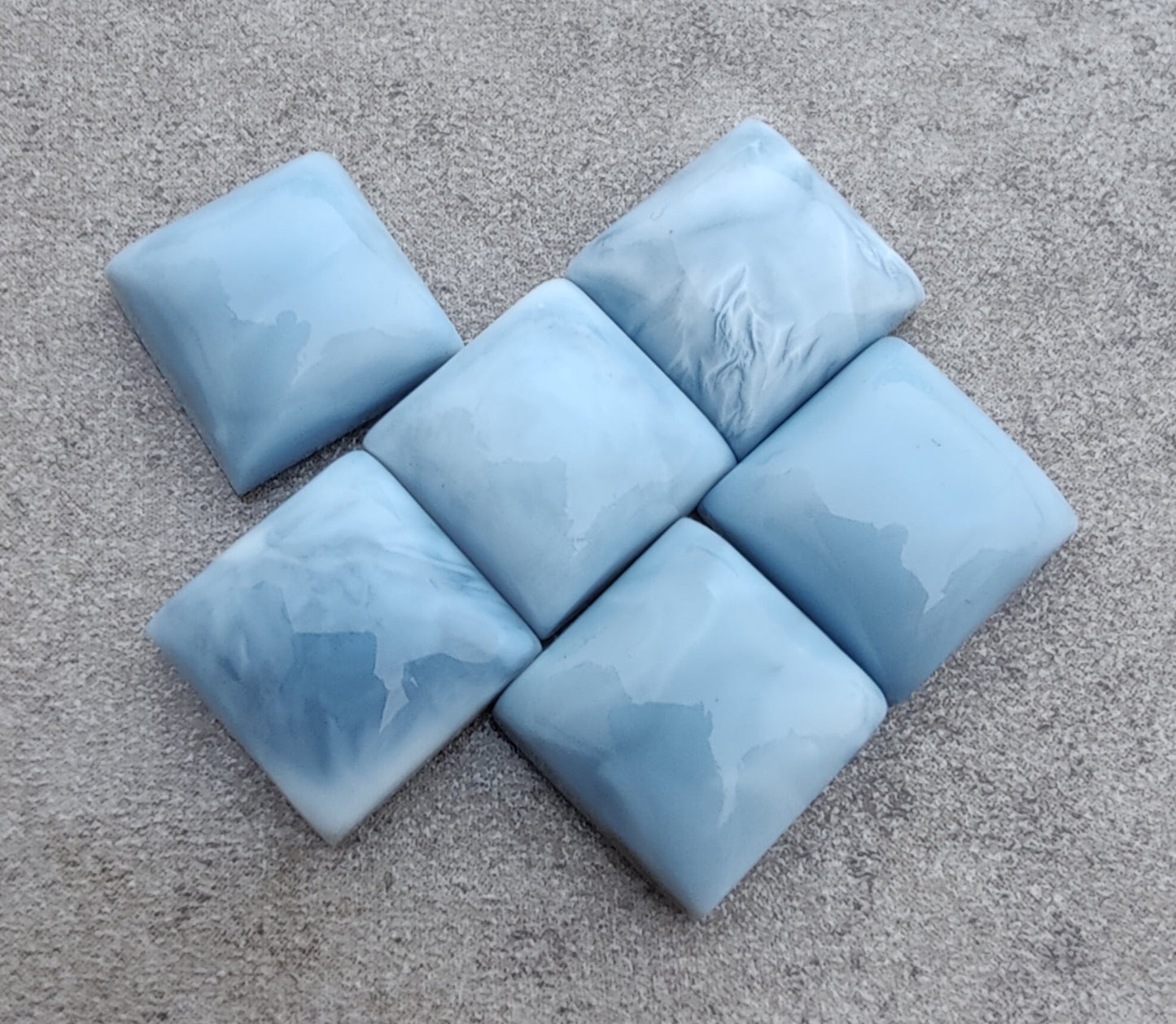 AAA+ QUALITY NATURAL BLUE PERUVIAN OPAL SQUARE SHAPE CABOCHON FLAT BACK CALIBRATED GEMSTONES, ALL SIZES AVAILABLE