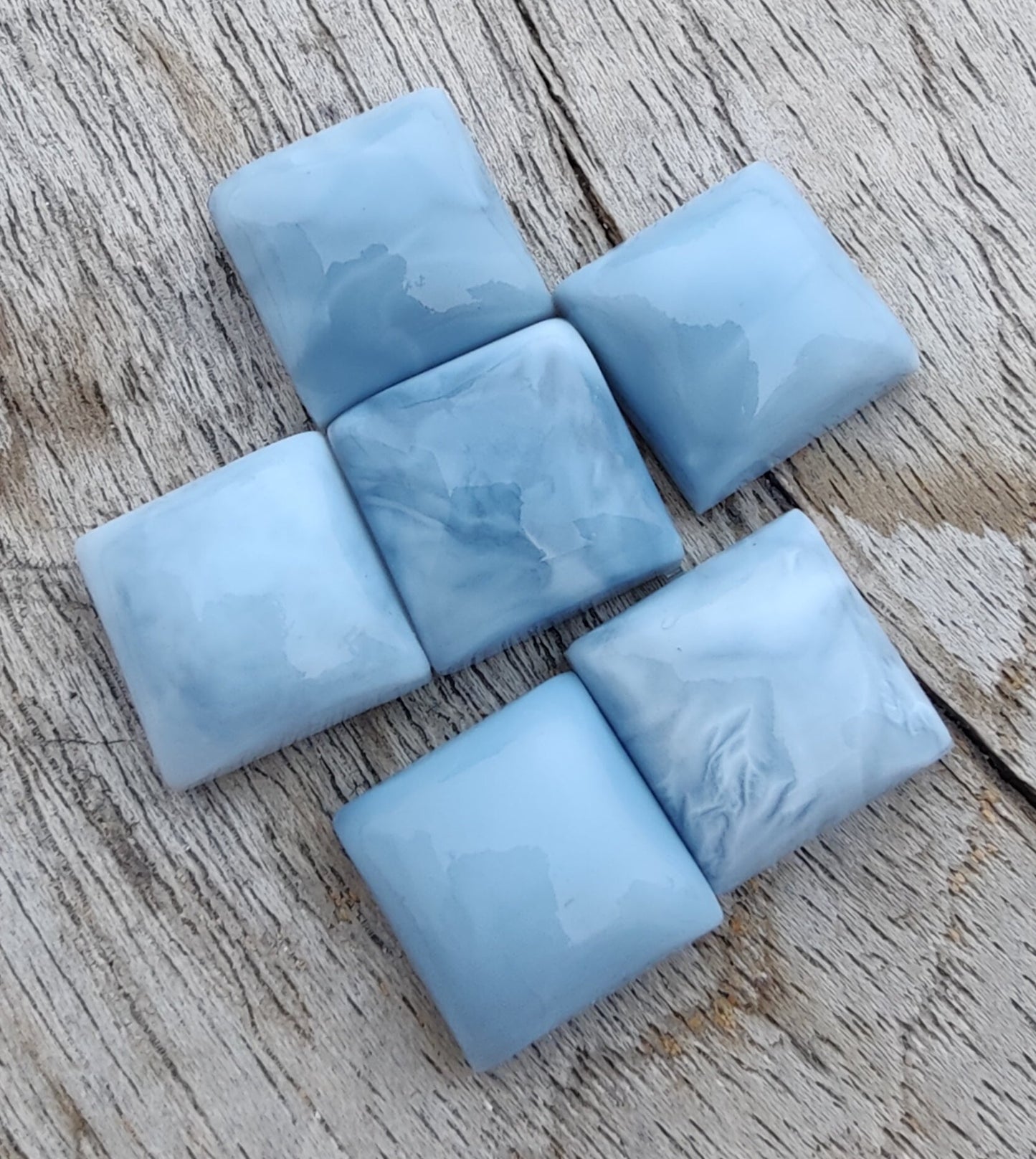 AAA+ QUALITY NATURAL BLUE PERUVIAN OPAL SQUARE SHAPE CABOCHON FLAT BACK CALIBRATED GEMSTONES, ALL SIZES AVAILABLE