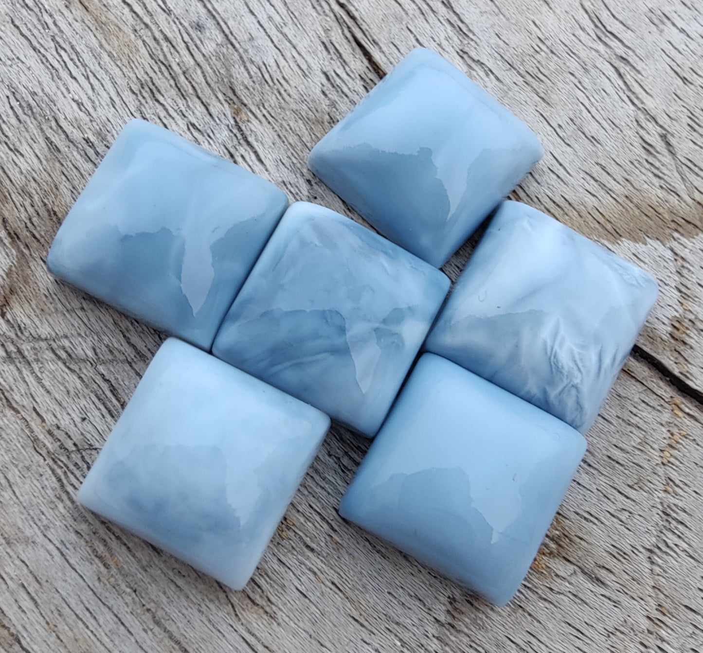 AAA+ QUALITY NATURAL BLUE PERUVIAN OPAL SQUARE SHAPE CABOCHON FLAT BACK CALIBRATED GEMSTONES, ALL SIZES AVAILABLE