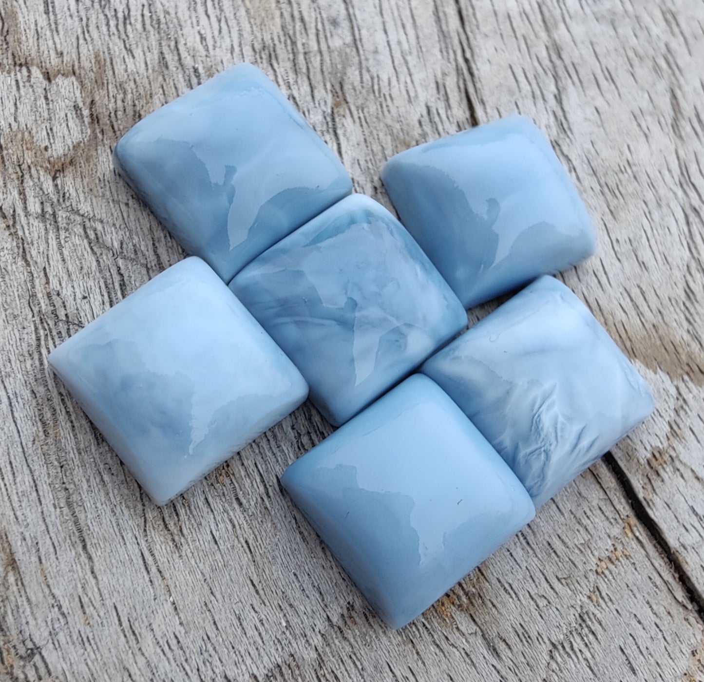 AAA+ QUALITY NATURAL BLUE PERUVIAN OPAL SQUARE SHAPE CABOCHON FLAT BACK CALIBRATED GEMSTONES, ALL SIZES AVAILABLE