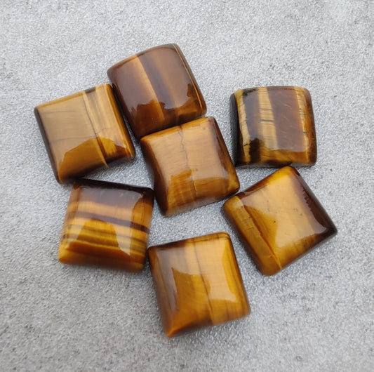 NATURAL TIGER EYE SQUARE SHAPE FLAT BACK CABOCHON CALIBRATED GEMSTONES, ALL SIZES AVAILABLE