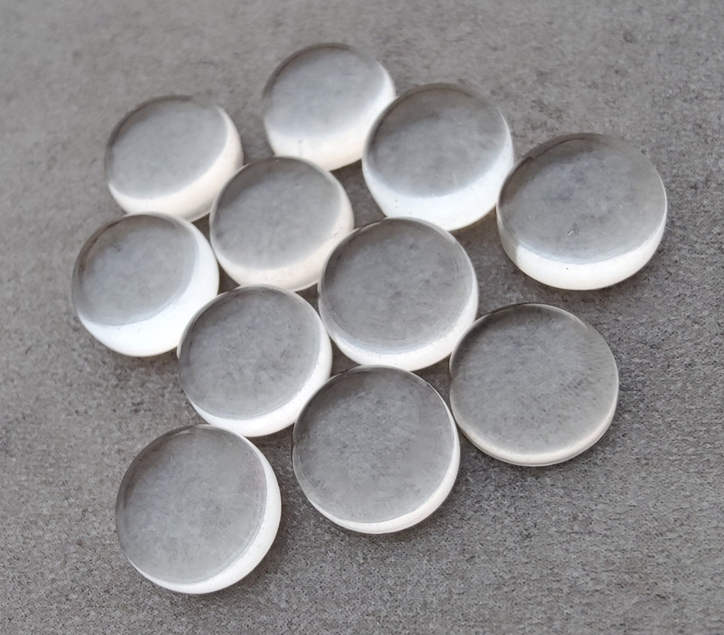 AAA+ QUALITY NATURAL CRYSTAL QUARTZ ROUND SHAPE CABOCHON FLAT BACK CALIBRATED GEMSTONES, ALL SIZES AVAILABLE