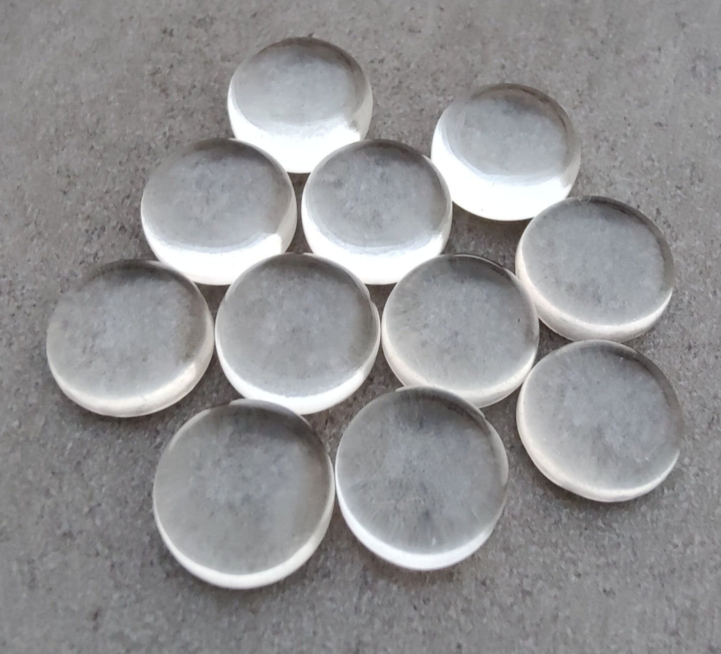 AAA+ QUALITY NATURAL CRYSTAL QUARTZ ROUND SHAPE CABOCHON FLAT BACK CALIBRATED GEMSTONES, ALL SIZES AVAILABLE