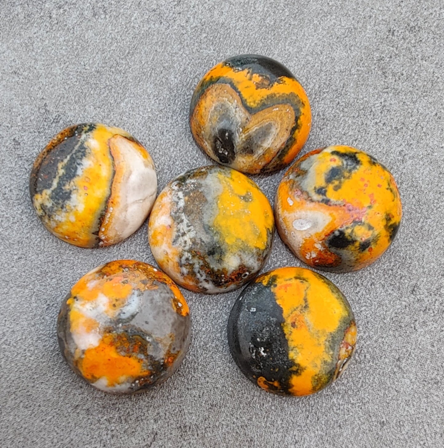 AAA+ QUALITY NATURAL BUMBLEBEE JASPER ROUND SHAPE CABOCHON FLAT BACK CALIBRATED ROUND SHAPE GEMSTONES, ALL SIZES AVAILABLE