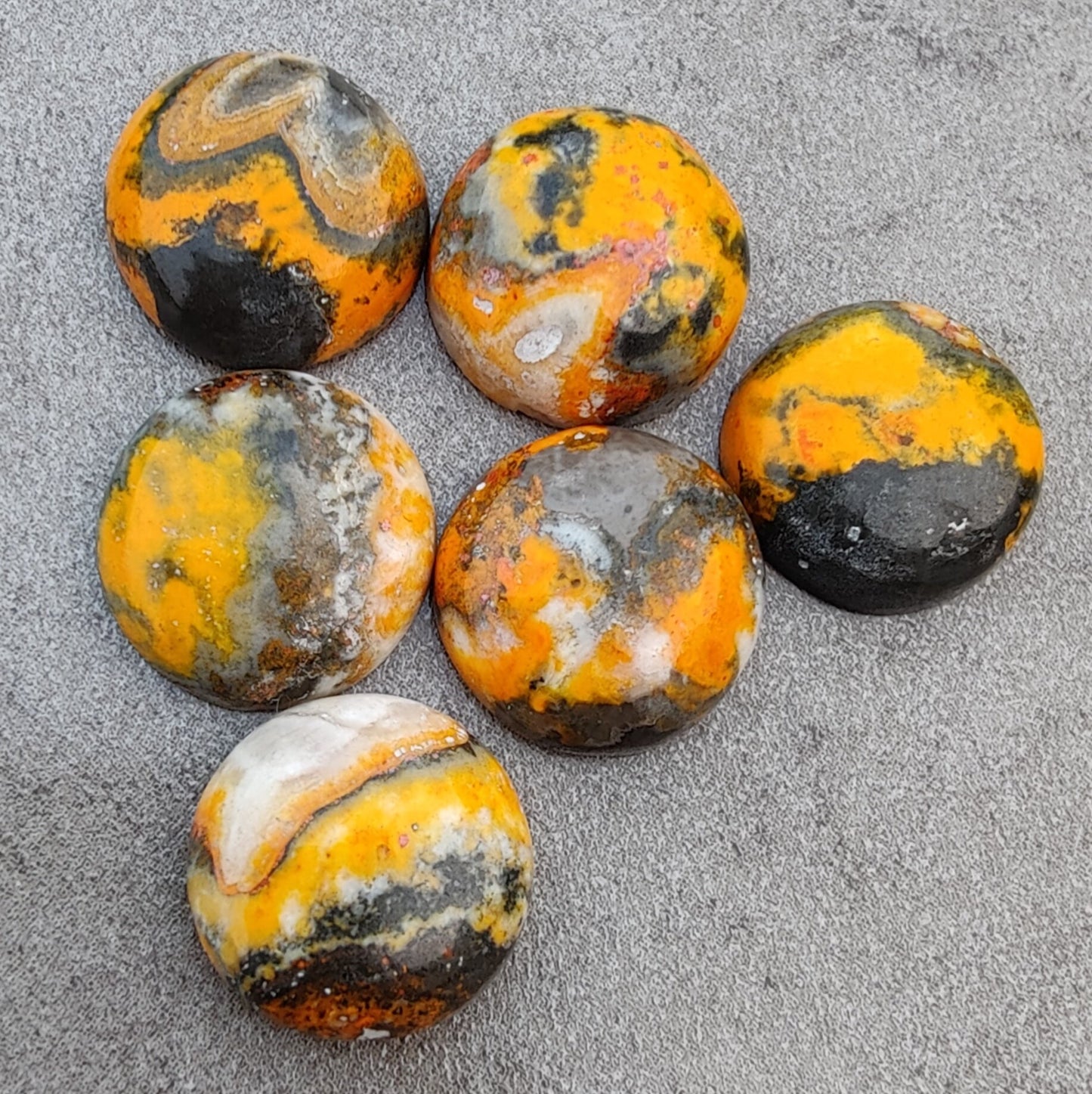 AAA+ QUALITY NATURAL BUMBLEBEE JASPER ROUND SHAPE CABOCHON FLAT BACK CALIBRATED ROUND SHAPE GEMSTONES, ALL SIZES AVAILABLE