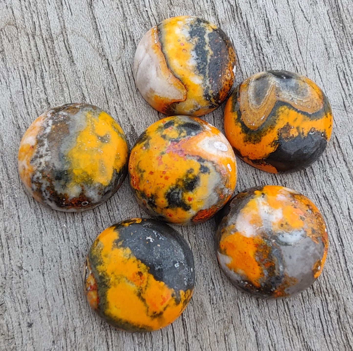 AAA+ QUALITY NATURAL BUMBLEBEE JASPER ROUND SHAPE CABOCHON FLAT BACK CALIBRATED ROUND SHAPE GEMSTONES, ALL SIZES AVAILABLE