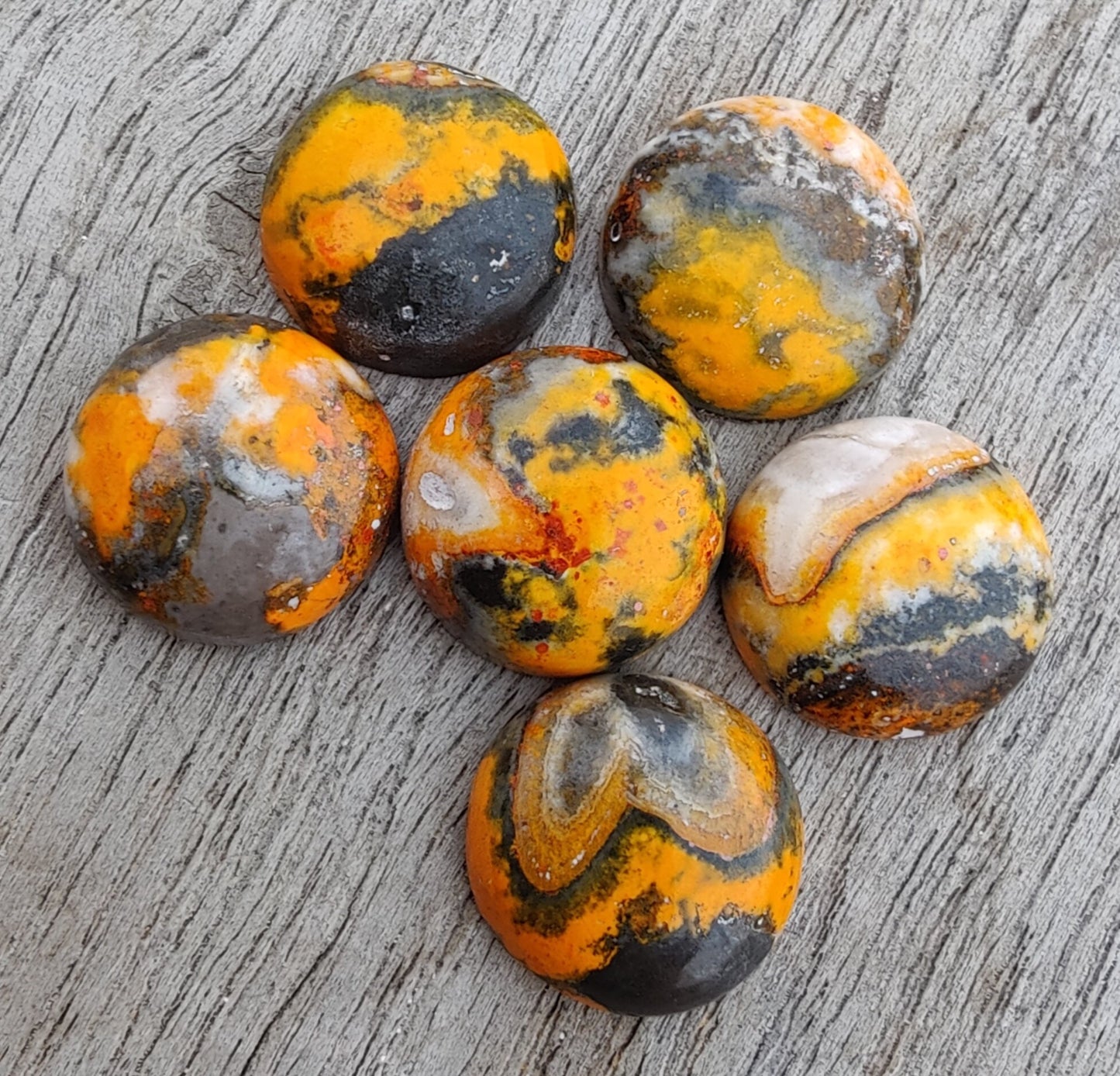 AAA+ QUALITY NATURAL BUMBLEBEE JASPER ROUND SHAPE CABOCHON FLAT BACK CALIBRATED ROUND SHAPE GEMSTONES, ALL SIZES AVAILABLE