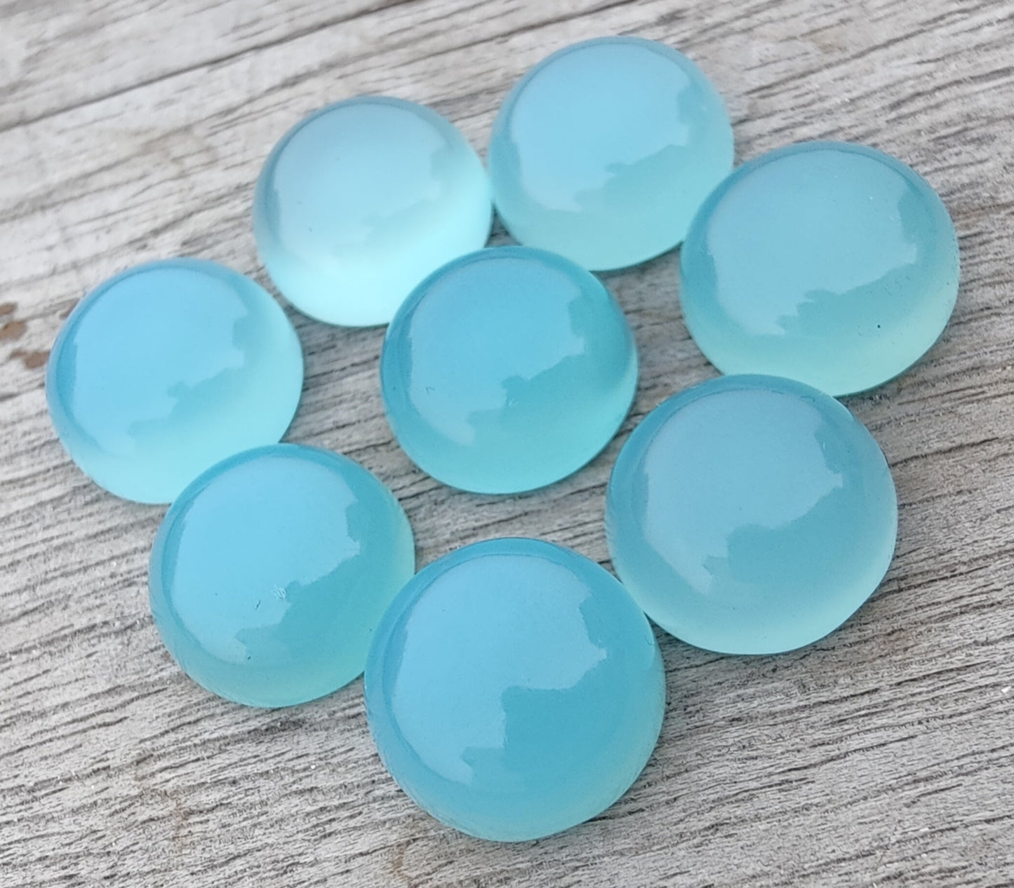 AAA+ QUALITY NATURAL BLUE CHALCEDONY ROUND SHAPE CABOCHON FLAT BACK CALIBRATED GEMSTONES, ALL SIZES AVAILABLE