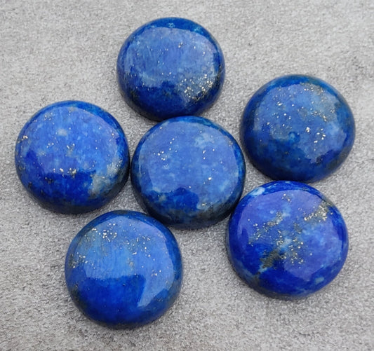 AAA+ QUALITY NATURAL LAPIS LAZULI ROUND SHAPE CABOCHON FLAT BACK CALIBRATED GEMSTONES, ALL SIZES AVAILABLE