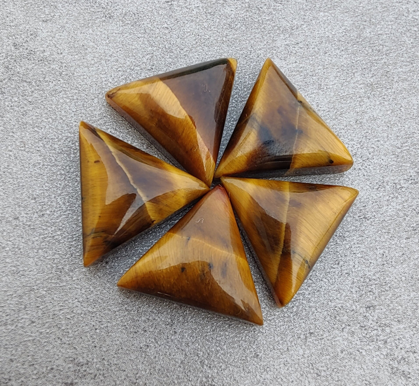 Natural Tiger Eye Triangle Shape Cabochon Flat Back Calibrated Wholesale AAA+ Quality Gemstones, All Sizes Available
