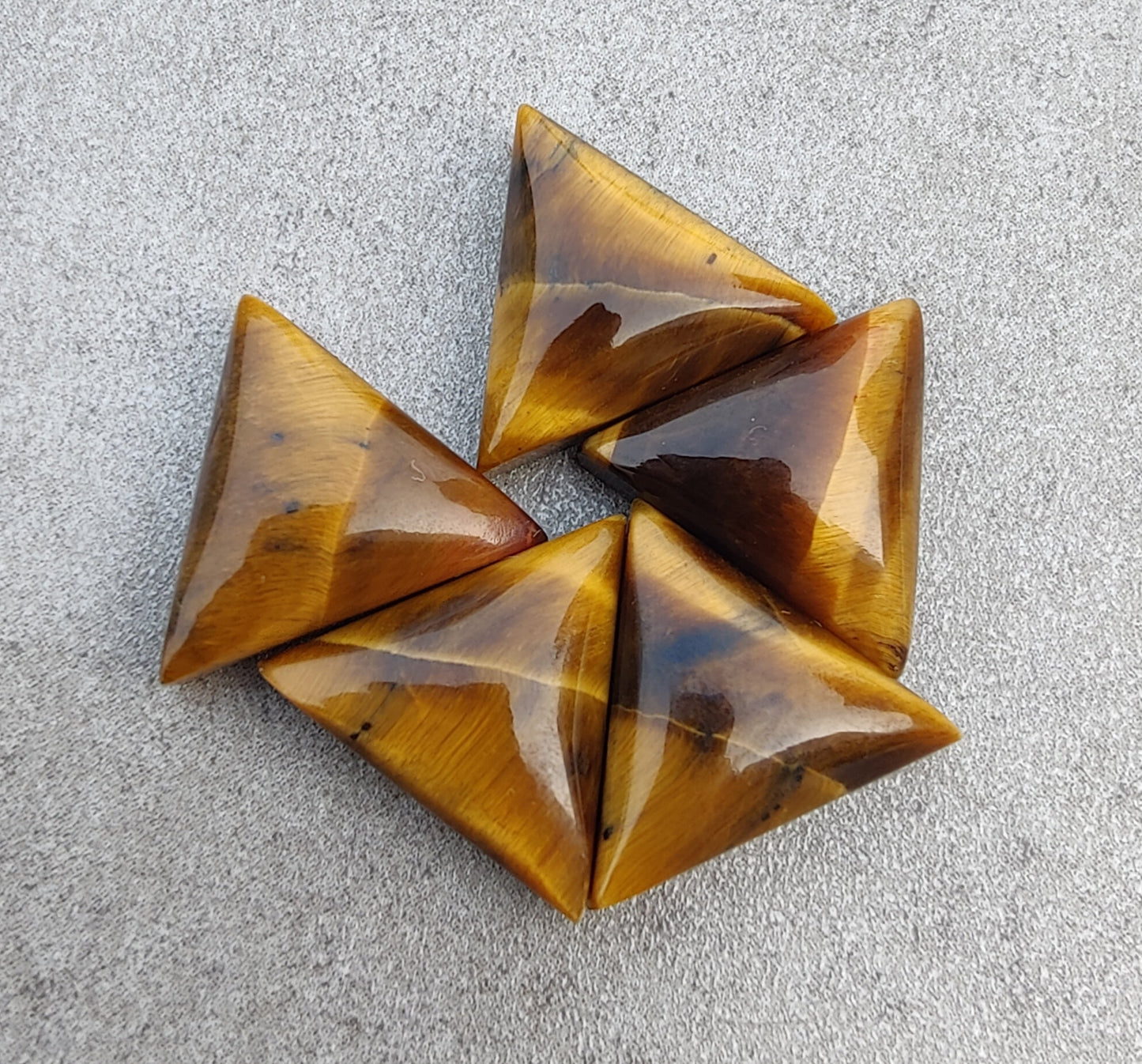 Natural Tiger Eye Triangle Shape Cabochon Flat Back Calibrated Wholesale AAA+ Quality Gemstones, All Sizes Available