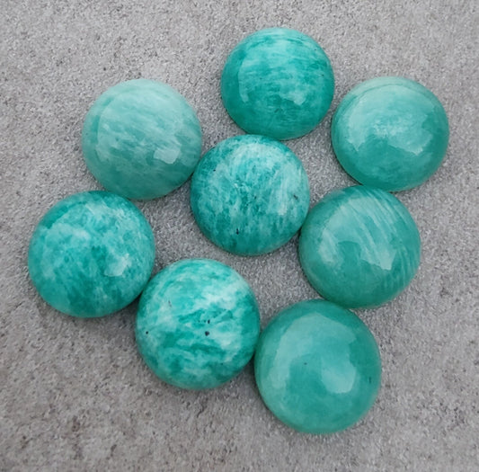 AAA+ QUALITY NATURAL AMAZONITE ROUND SHAPE CABOCHON FLAT BACK CALIBRATED ROUND SHAPE GEMSTONES, ALL SIZES AVAILABLE