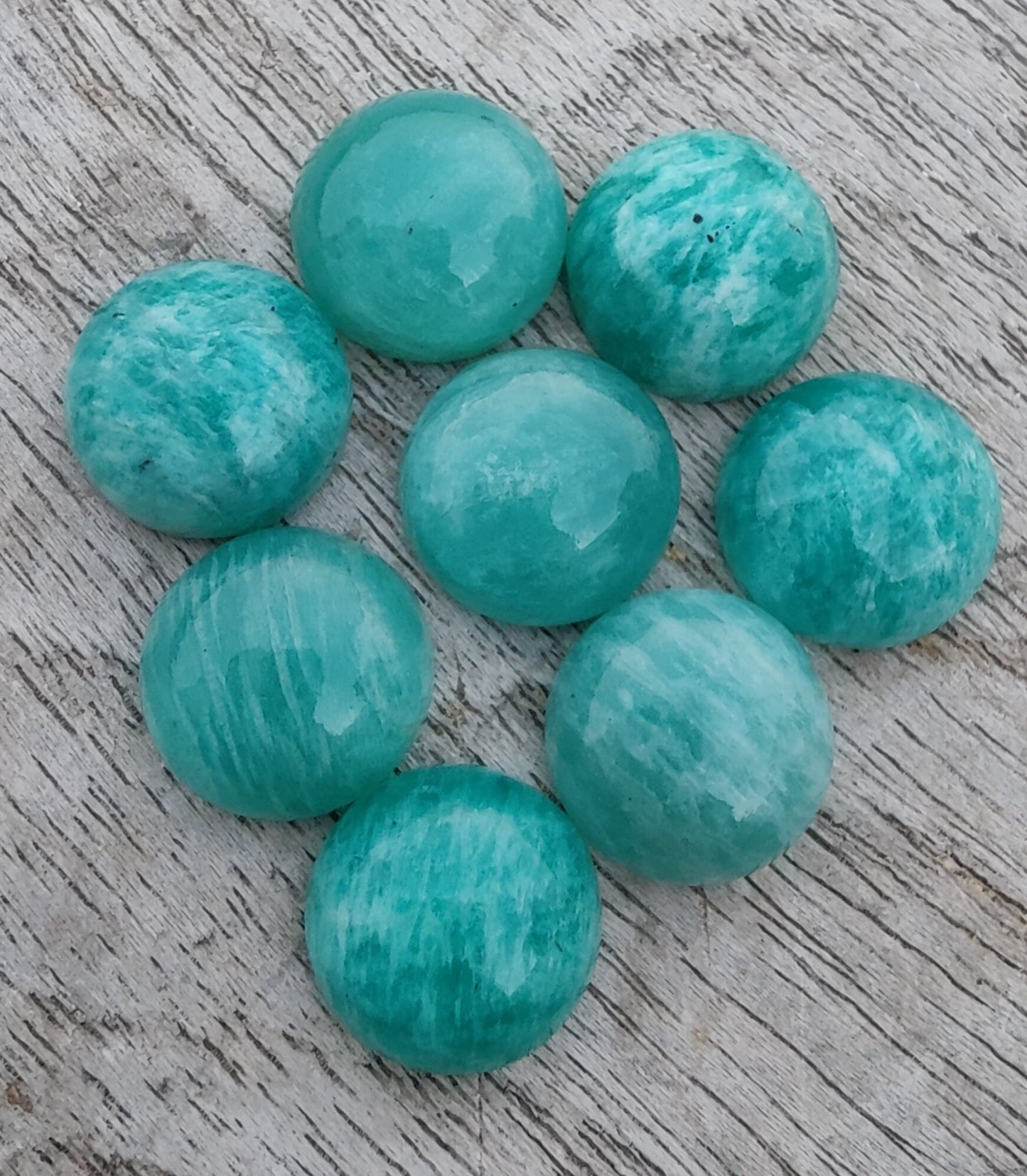 AAA+ QUALITY NATURAL AMAZONITE ROUND SHAPE CABOCHON FLAT BACK CALIBRATED ROUND SHAPE GEMSTONES, ALL SIZES AVAILABLE