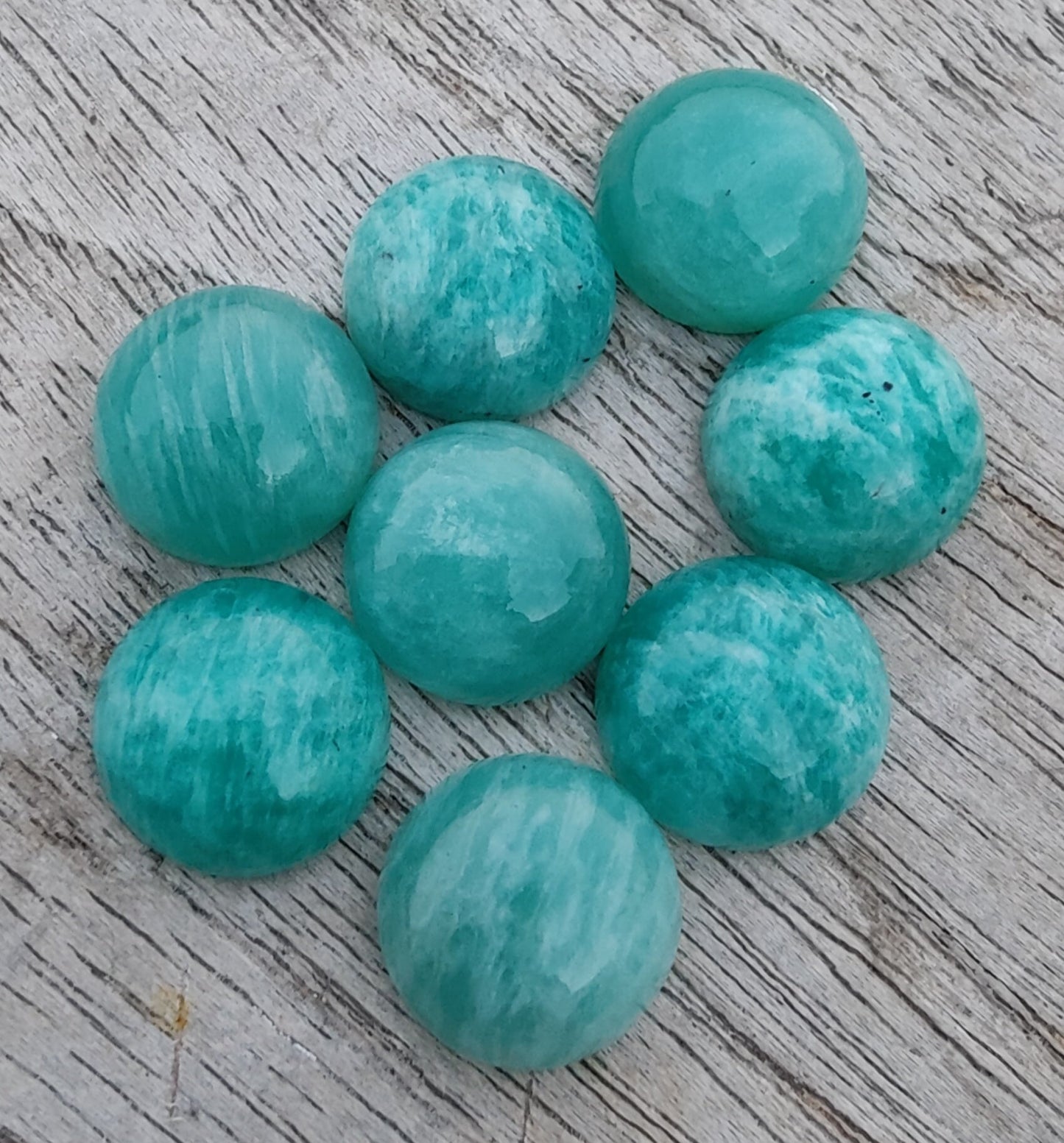 AAA+ QUALITY NATURAL AMAZONITE ROUND SHAPE CABOCHON FLAT BACK CALIBRATED ROUND SHAPE GEMSTONES, ALL SIZES AVAILABLE