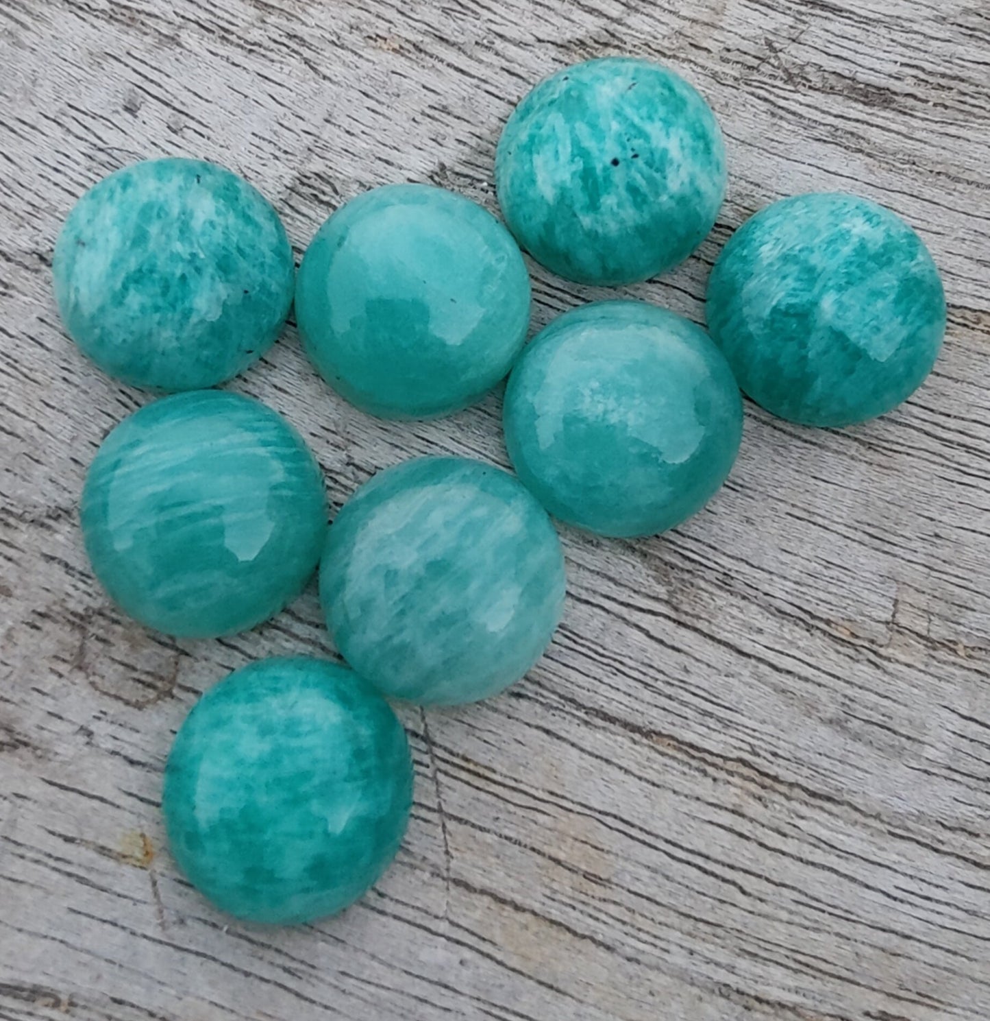 AAA+ QUALITY NATURAL AMAZONITE ROUND SHAPE CABOCHON FLAT BACK CALIBRATED ROUND SHAPE GEMSTONES, ALL SIZES AVAILABLE