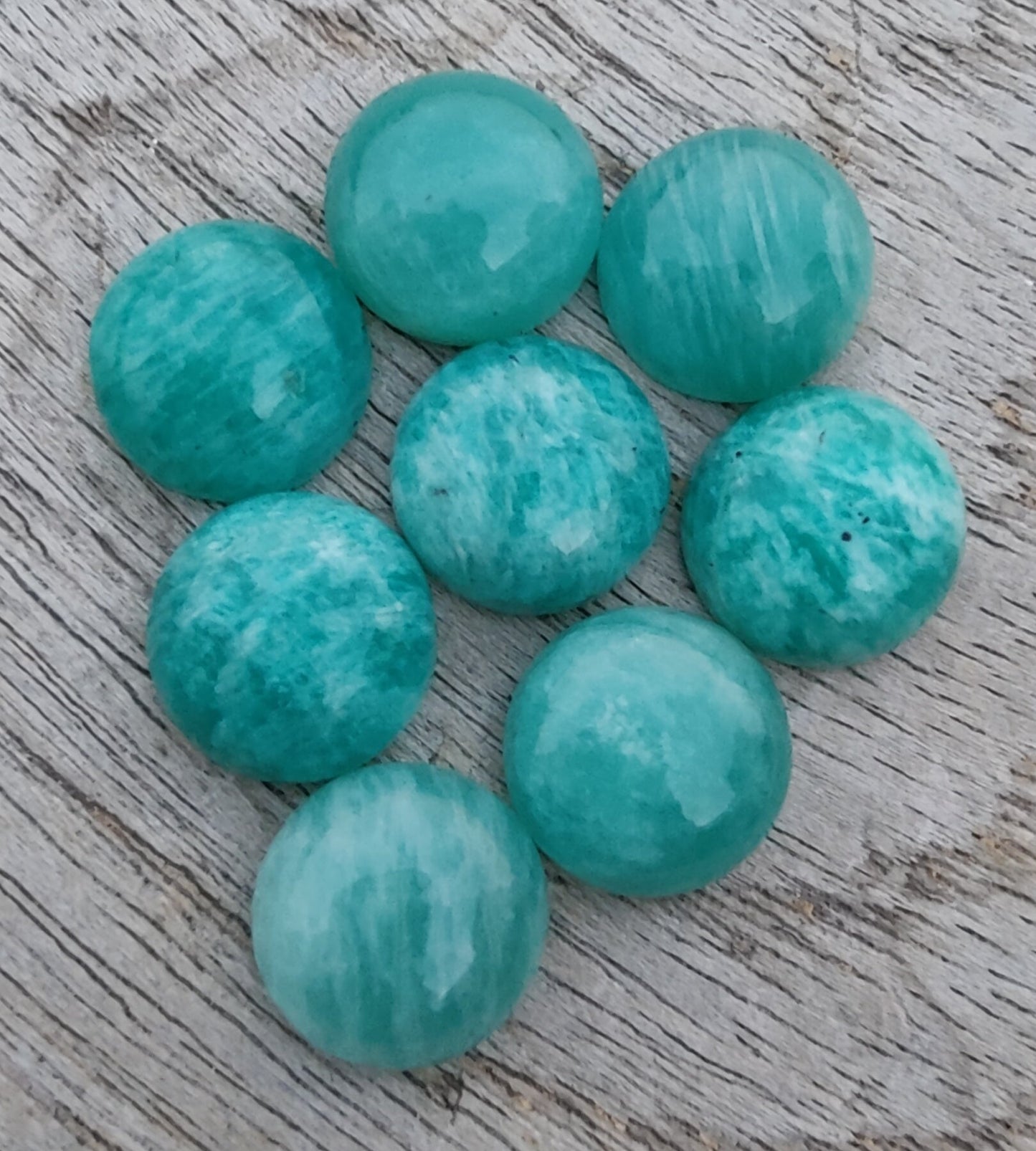 AAA+ QUALITY NATURAL AMAZONITE ROUND SHAPE CABOCHON FLAT BACK CALIBRATED ROUND SHAPE GEMSTONES, ALL SIZES AVAILABLE