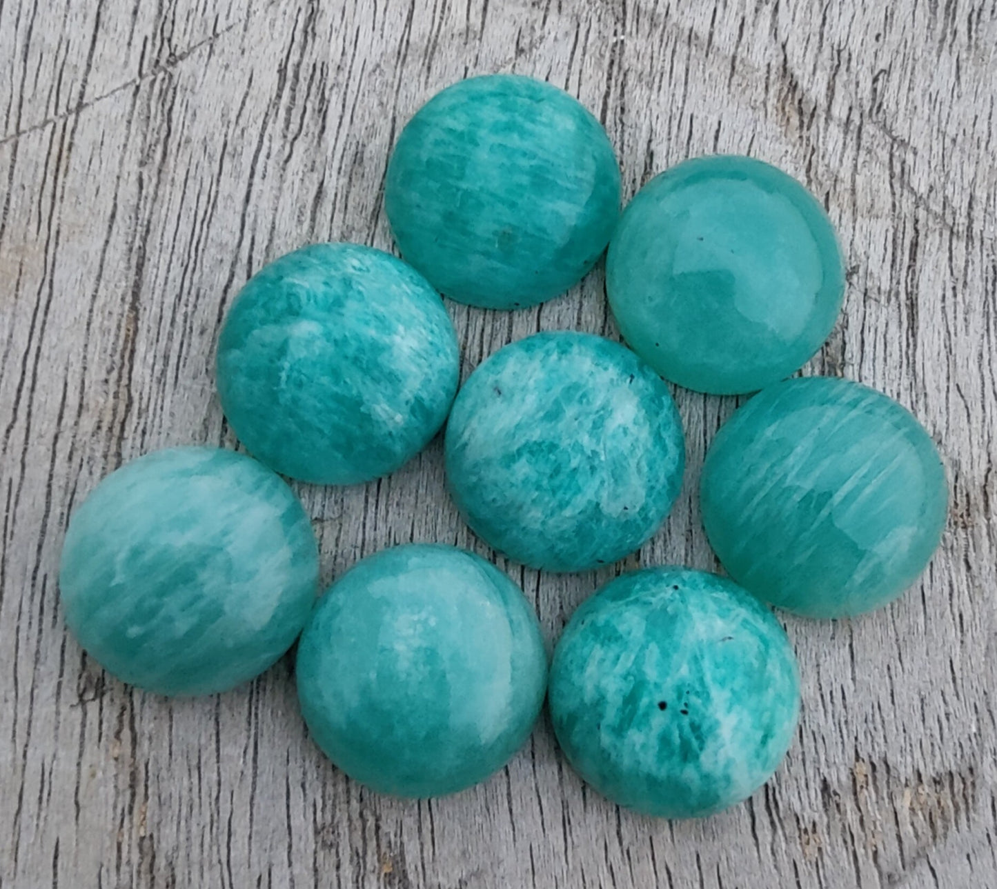 AAA+ QUALITY NATURAL AMAZONITE ROUND SHAPE CABOCHON FLAT BACK CALIBRATED ROUND SHAPE GEMSTONES, ALL SIZES AVAILABLE