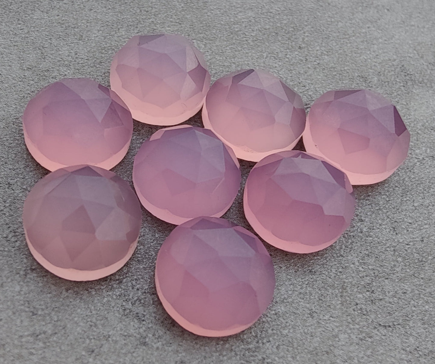 AAA+ QUALITY NATURAL ROSE QUARTZ ROUND SHAPE CHECKER CUT FLAT BACK CALIBRATED GEMSTONES, ALL SIZES AVAILABLE