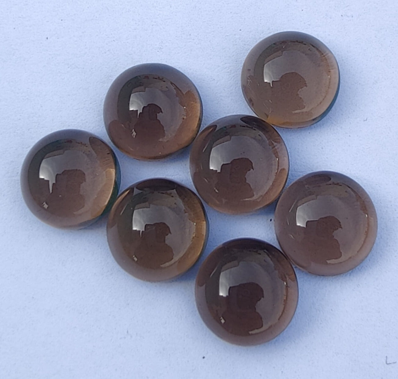 AAA+ QUALITY NATURAL SMOKY QUARTZ ROUND SHAPE CABOCHON FLAT BACK CALIBRATED ROUND SHAPE GEMSTONES, ALL SIZES AVAILABLE