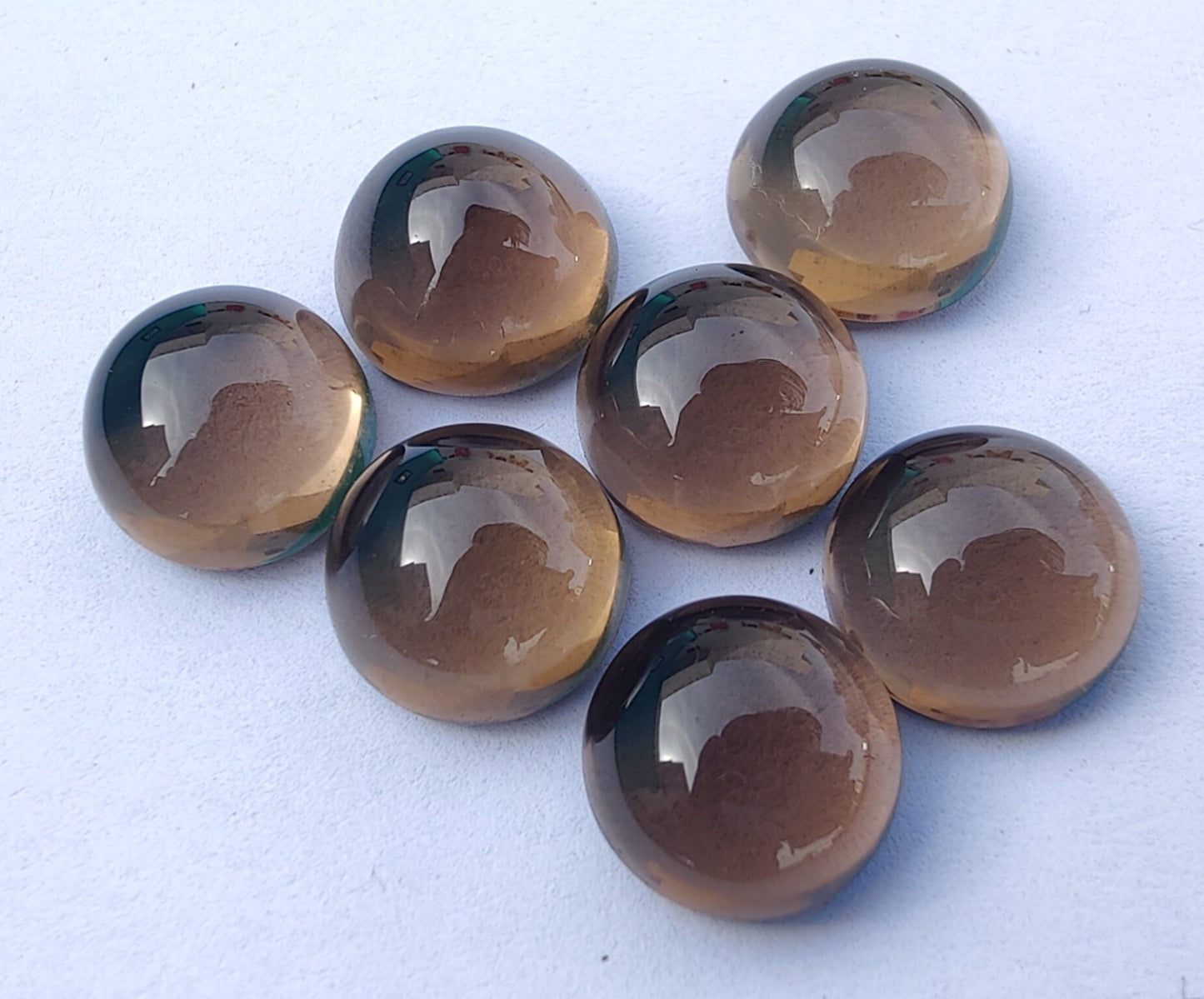 AAA+ QUALITY NATURAL SMOKY QUARTZ ROUND SHAPE CABOCHON FLAT BACK CALIBRATED ROUND SHAPE GEMSTONES, ALL SIZES AVAILABLE