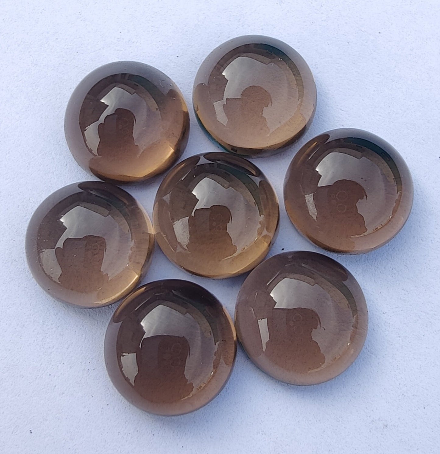 AAA+ QUALITY NATURAL SMOKY QUARTZ ROUND SHAPE CABOCHON FLAT BACK CALIBRATED ROUND SHAPE GEMSTONES, ALL SIZES AVAILABLE