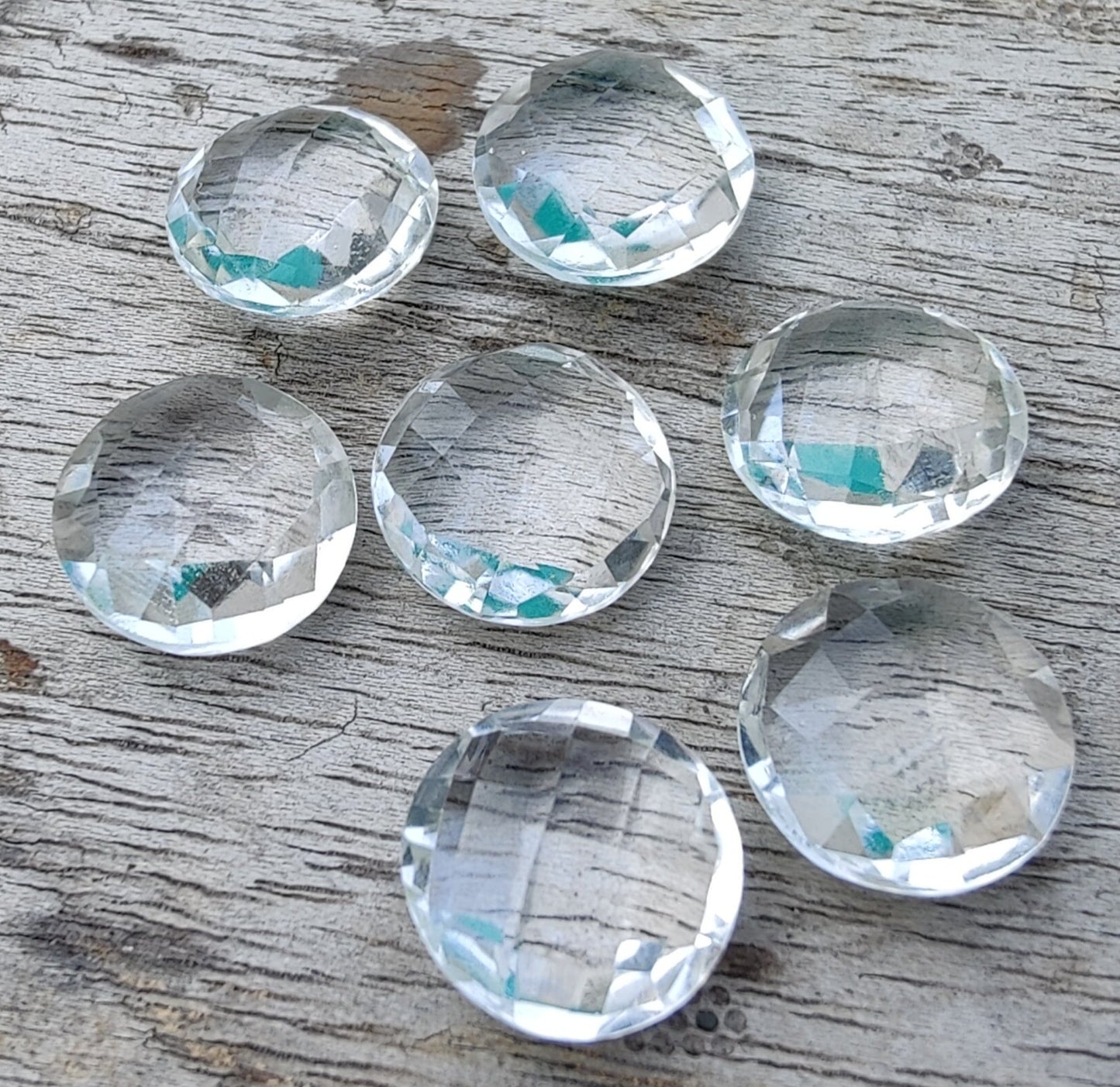 AAA+ QUALITY NATURAL CRYSTAL QUARTZ ROUND SHAPE BRIOLETTE CUT FLAT BACK CALIBRATED ROUND SHAPE GEMSTONES, ALL SIZES AVAILABLE