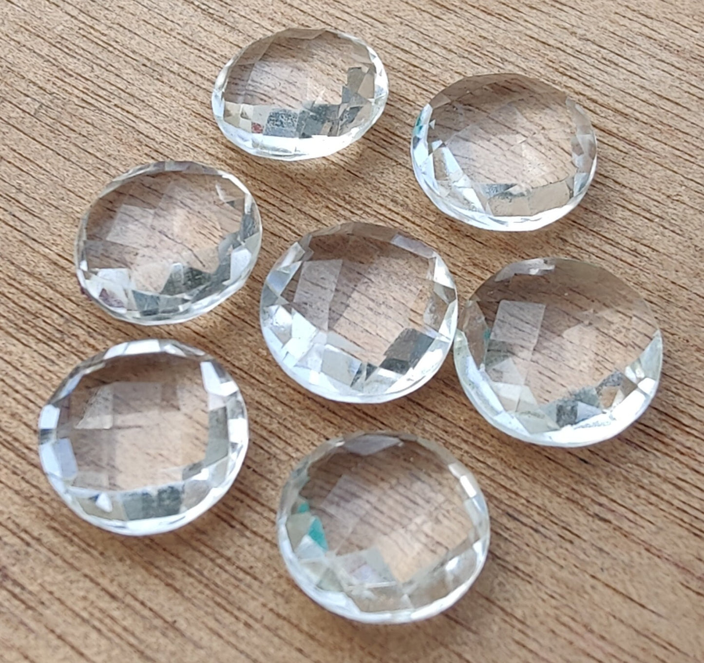 AAA+ QUALITY NATURAL CRYSTAL QUARTZ ROUND SHAPE BRIOLETTE CUT FLAT BACK CALIBRATED ROUND SHAPE GEMSTONES, ALL SIZES AVAILABLE