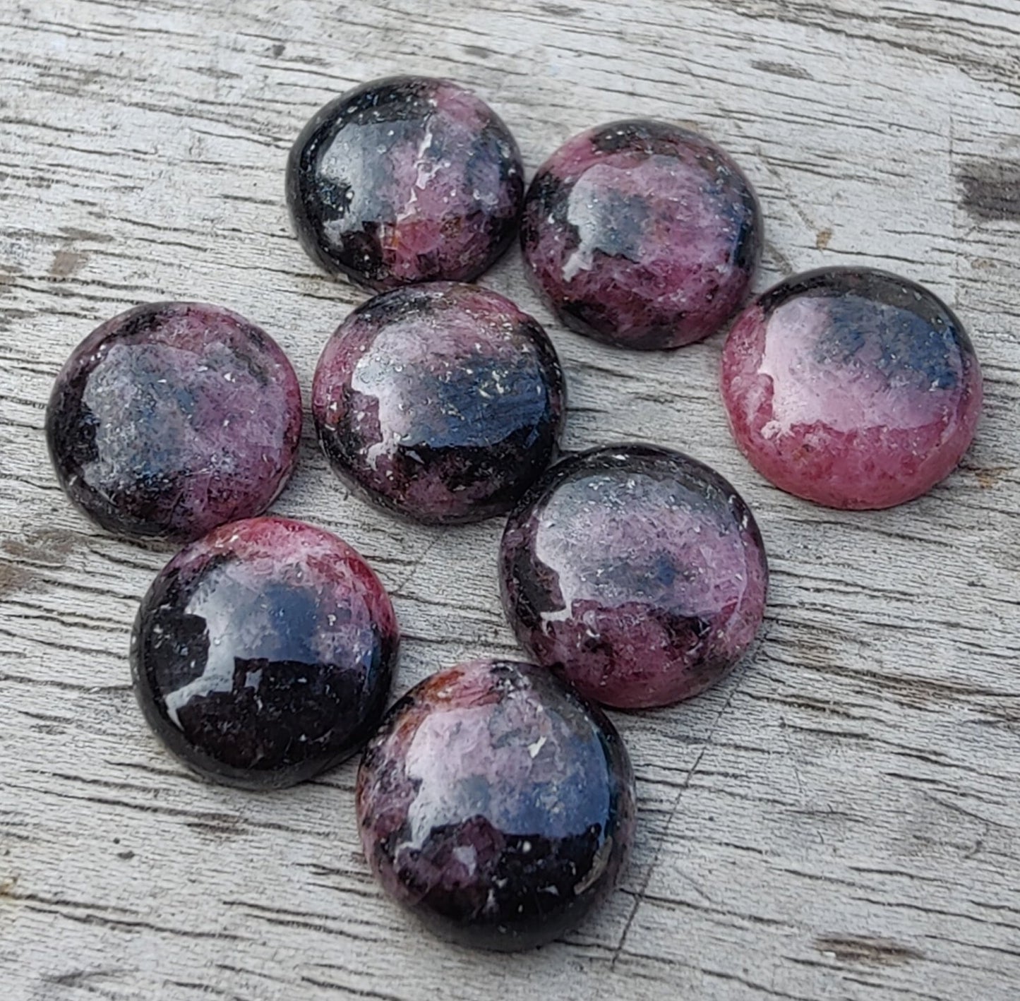AAA+ QUALITY NATURAL RHODONITE ROUND SHAPE CABOCHON FLAT BACK CALIBRATED ROUND SHAPE GEMSTONES, ALL SIZES AVAILABLE